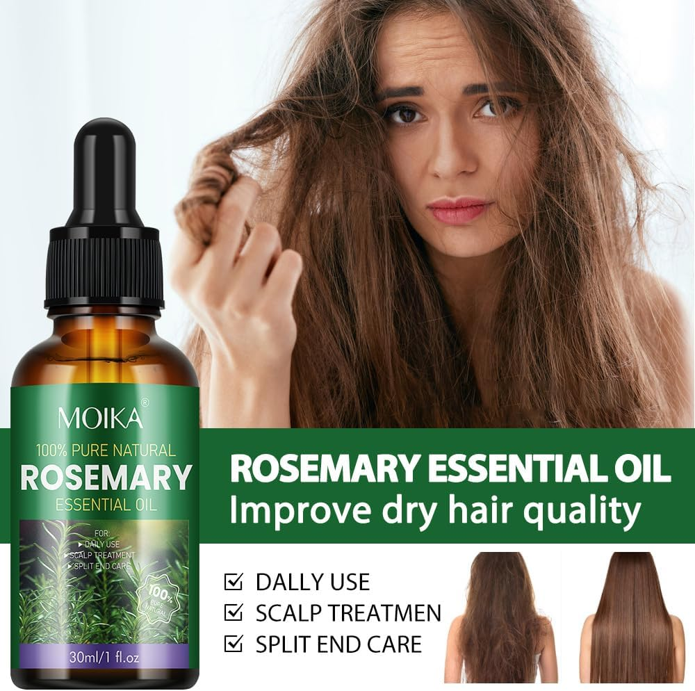 Rosemary Oil, 30Ml - Pure Natural Hair & Scalp Care, Lightweight Formula to Support Stronger Roots, Reduce Breakage & Nourish Lashes - Fast Absorbing for All Hair Types (MOIKA) image number 2