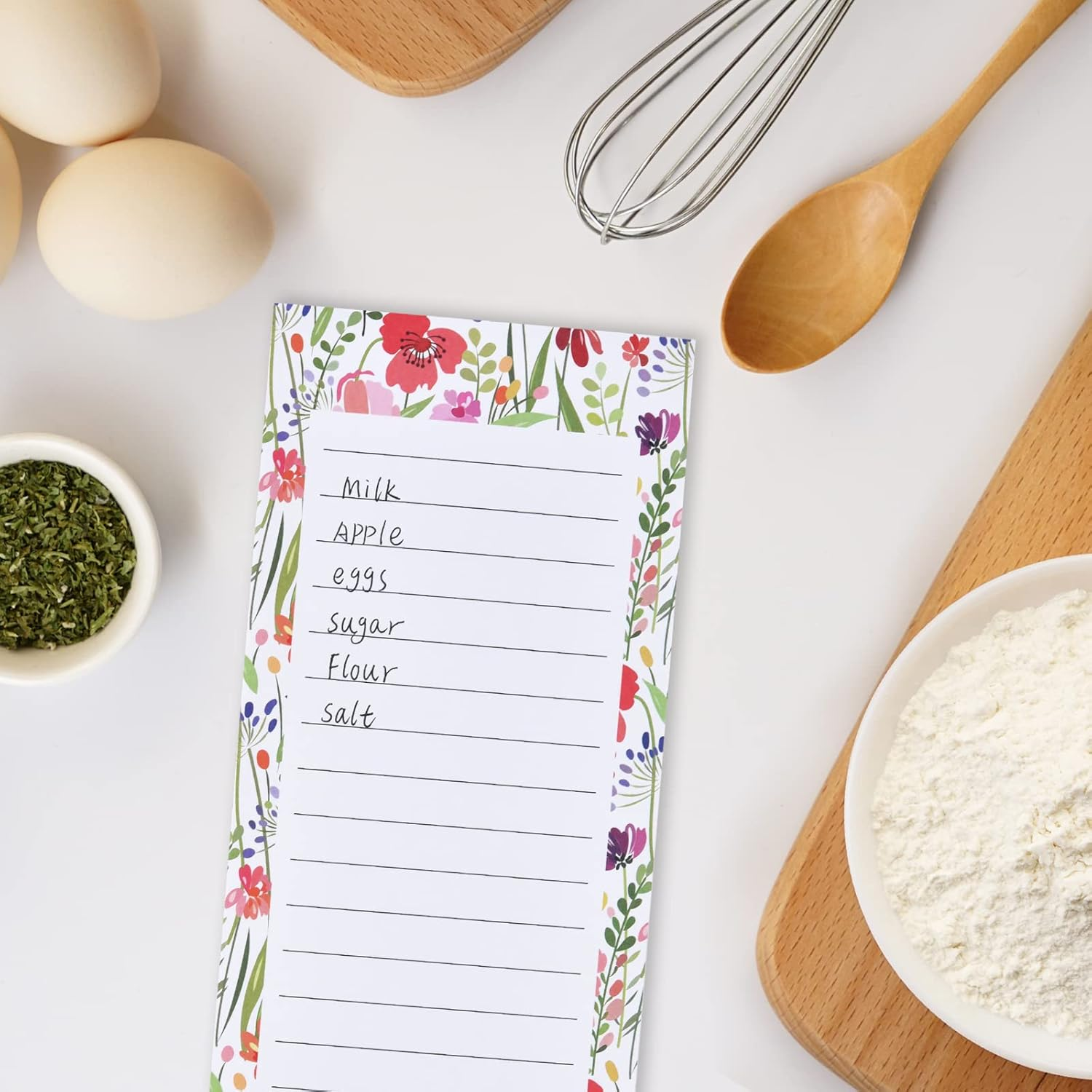 8 Pack Scandi Farmhouse Floral Magnetic Notepads 50Sheets per Pad 3.5"X9" for Fridge,Shopping List Grocery List,To Do List,Memo,Remider,Note,Recipes image number 1