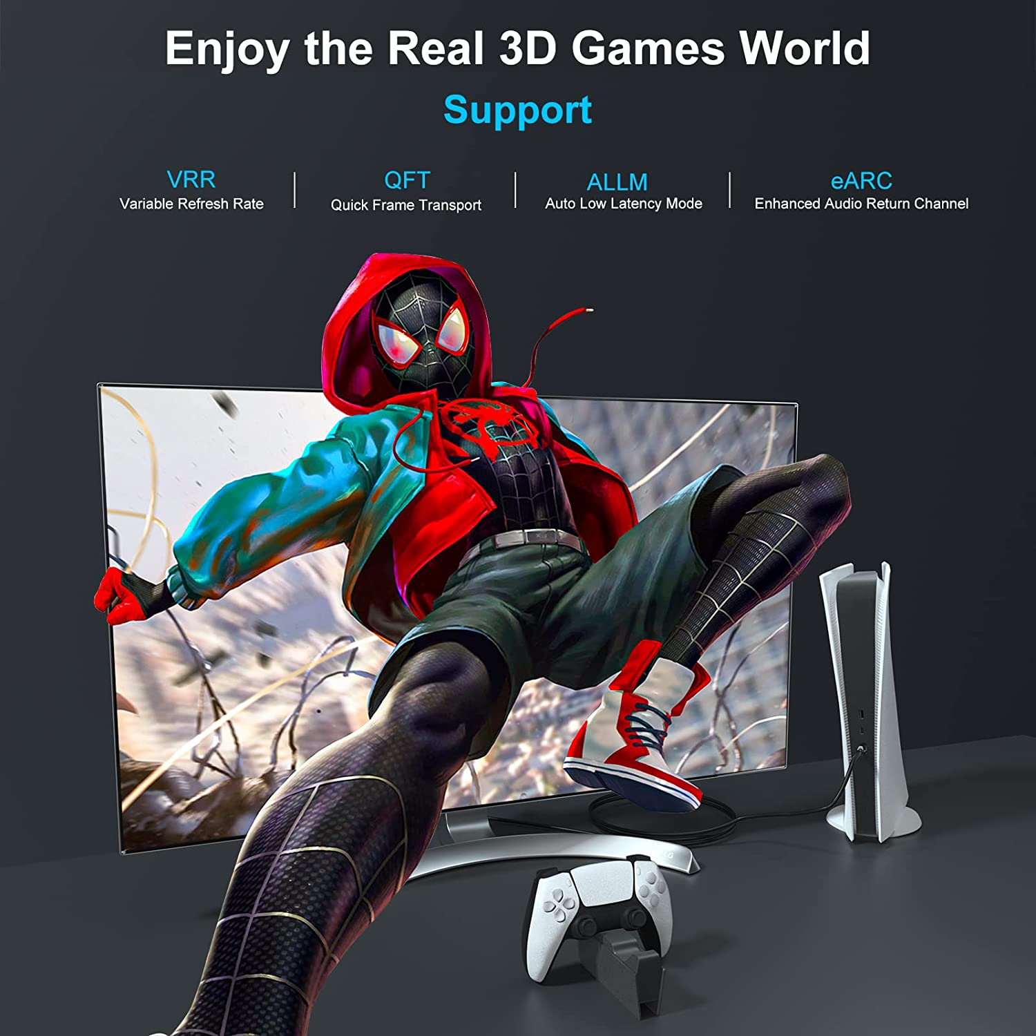 Huan Fiber Optic HDMI Cable 15M, 8K 48Gbps Ultra High Speed HDMI 2.1 Cable 8K@60Hz 4K@120Hz, Support Earc RTX 3090 HDCP 2.2&2.3 Dolby Compatible with PS5, Xbox Series X, Roku/Fire/Sony/Lg CX TV