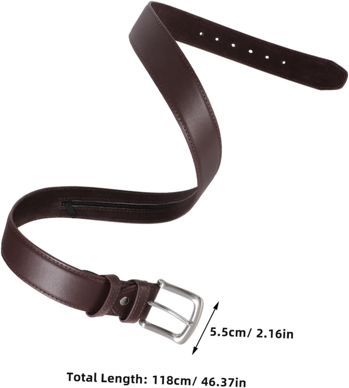 Mipcase Hidden Money Belt Concealed Pockets Theft Waist Wallet for Men Brown Pu Security Cash Safe for Travel and Storing Valuables image number 2