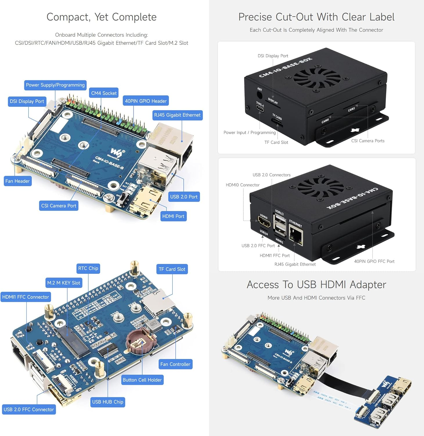 Waveshare Mini Base Board Type B Designed for Raspberry Pi Compute Module 4, Only CM4-IO-BASE-B Base Board Included - Cm4-Io-Base-B image number 6