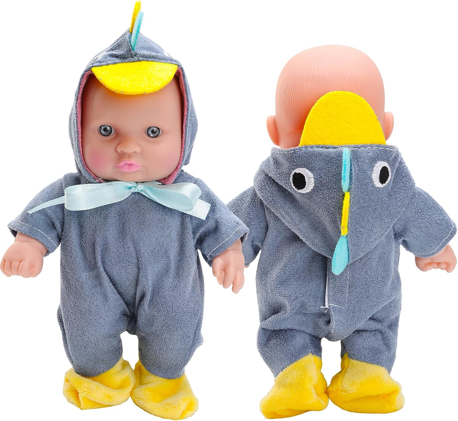 Barwa 8 Inch Baby Doll with Cute Animal Clothes Miniature Reborn Doll Lifelike Vinyl Washable PVC Material Tiny Movable Dolls Mini Toy Dolls for Toddlers (Dinosaur) image number 6