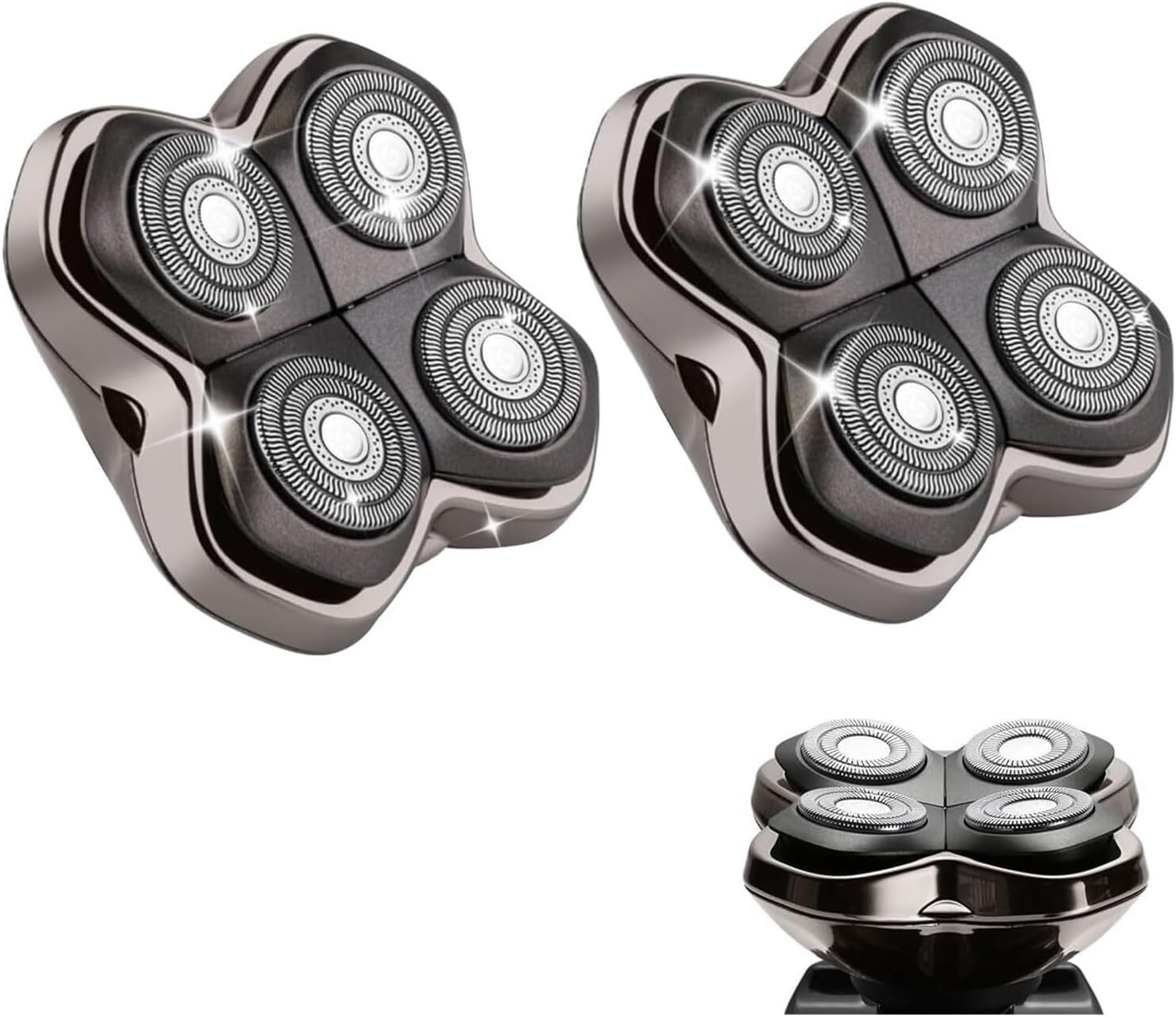 Shaver Replacement Heads &ndash; Universal Compatible Rotary Blade for Bald Head Shaver, Smooth Skin-Friendly Design, Wet & Dry Use, Easy to Install(Silver-1)