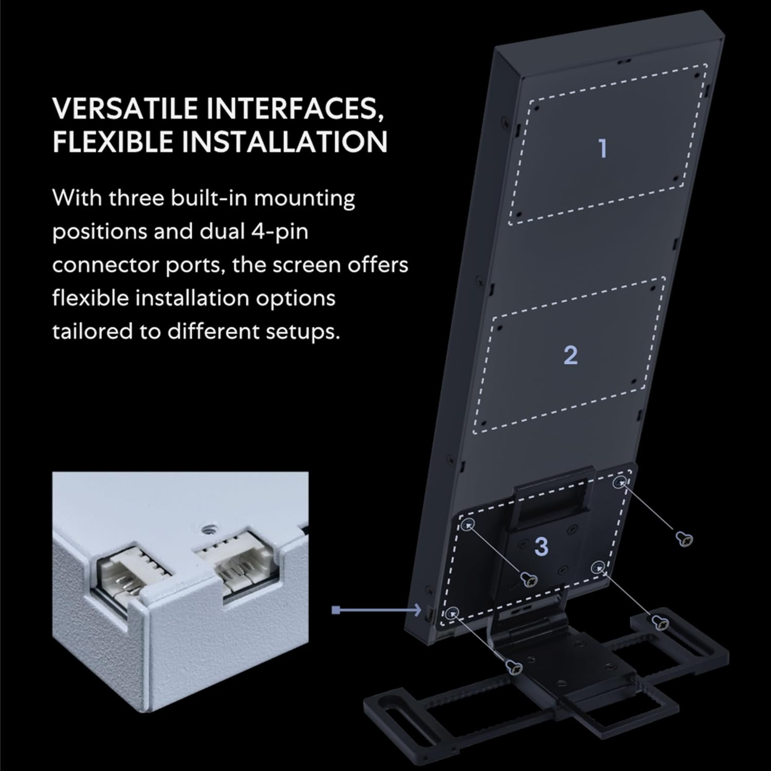 Lian Li 8.8" Universal Screen for PC - Adjustable Mounting for Any Computer Setup - Customizable ARGB Frame - PC Temperature Display Panel - LCD Screen Disply - Mini Monitor - SM088W (US88 V1 White) image number 3