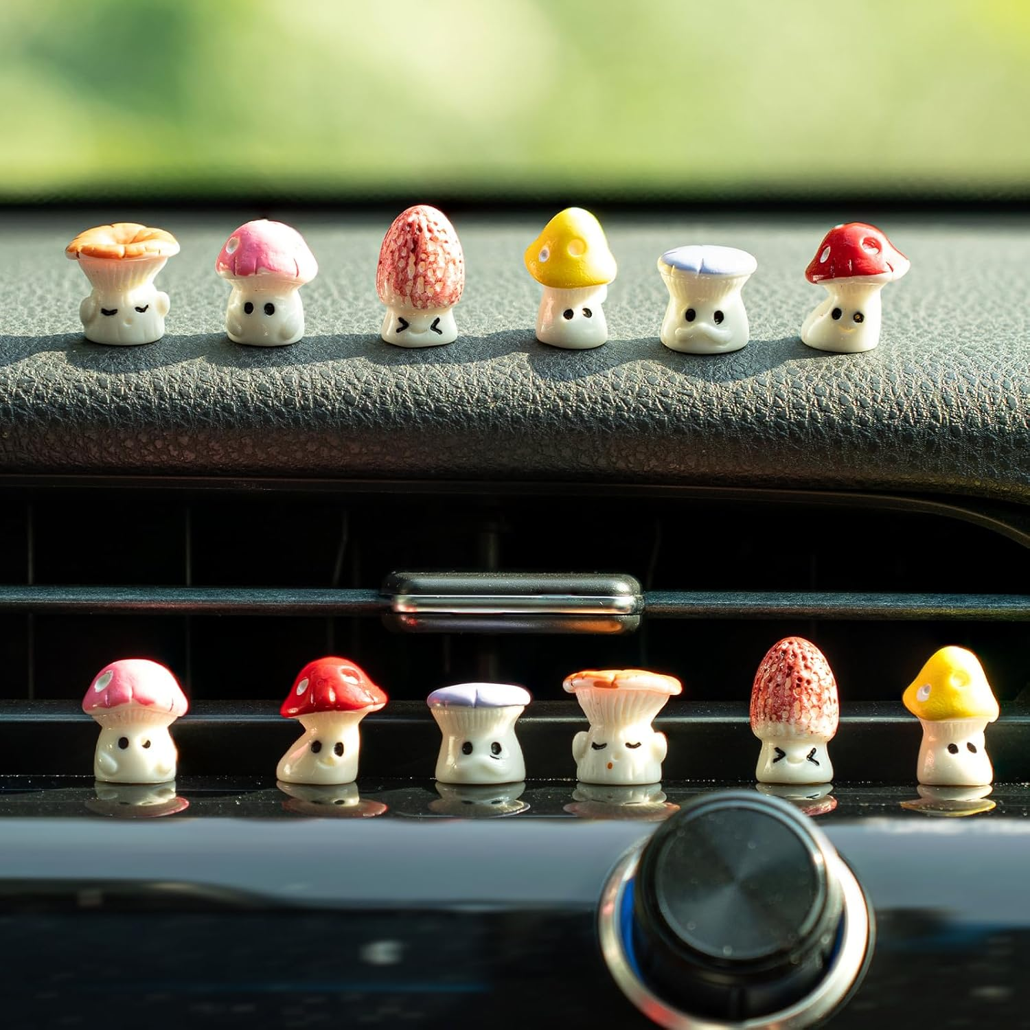 12PCS Mushroom Car Dashboard Decorations, Cute Mushroom Decor for Women Rear View Mirror Ornament Cute Car Decor Interior Dashboard Accessories for Home Office