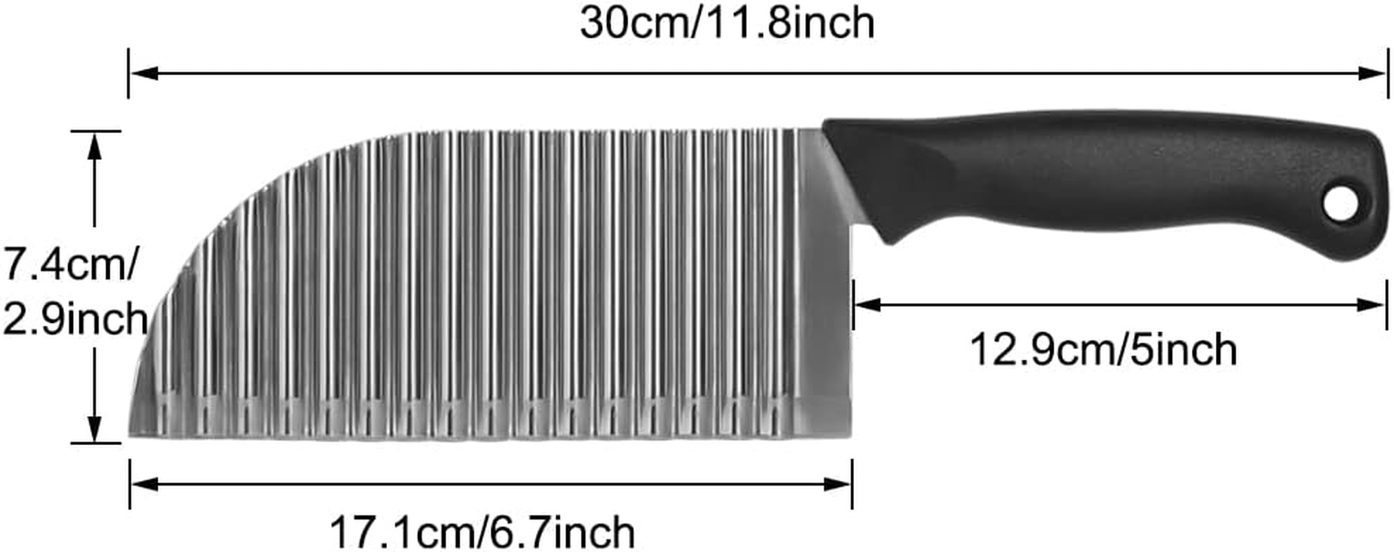 Crinkle Cutter Vegetable Stainless Steel Deeper Crinkle Slicer Sharp Blade with Hang Hole Wavy French Fries Chopper for Potato, Carrot, Etc (Silver) - Silver image number 6