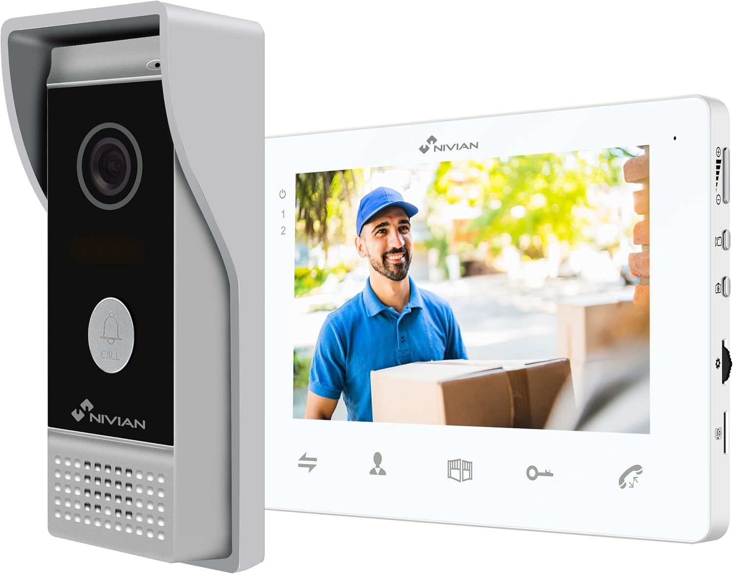 NIVIAN 2 Wire Video Door Intercom Analog with 7" Monitor, HQ Indoor Display with Bi-Directional Audio, IP65 Outdoor Plate with Night Vision, Electric Door Opener, Smart Security image number 3