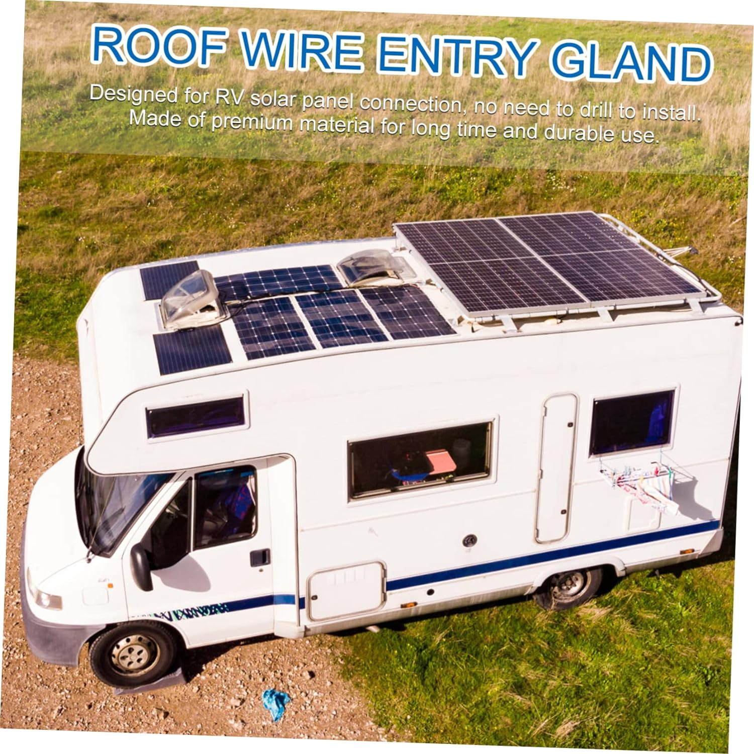 Photovoltaic Junction Box Abs Material Dual Cable Entry Solar Panel Wiring Cable Gland for Caravans Boats Rv Outdoor Use Protection