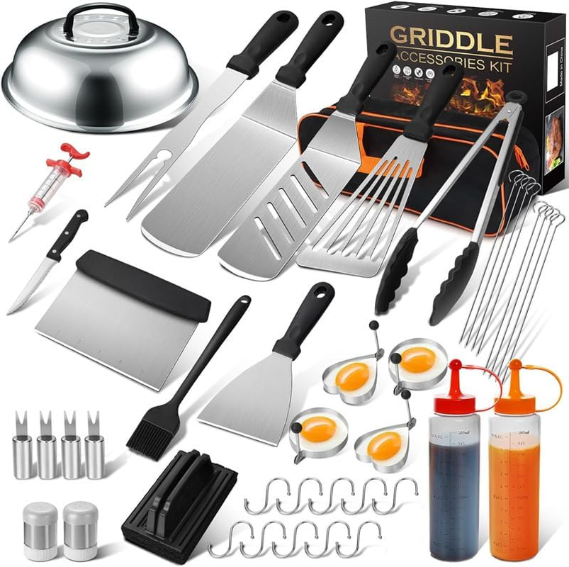 43Pcs BBQ Grill Tool Set, Stainless Steel Griddle Accessories Kit, Flat Top Grill Accessories Set, Spatula Set for Outdoor Barbecue Family Parties and Picnics,Outdoor,Plancha Grill image number 5