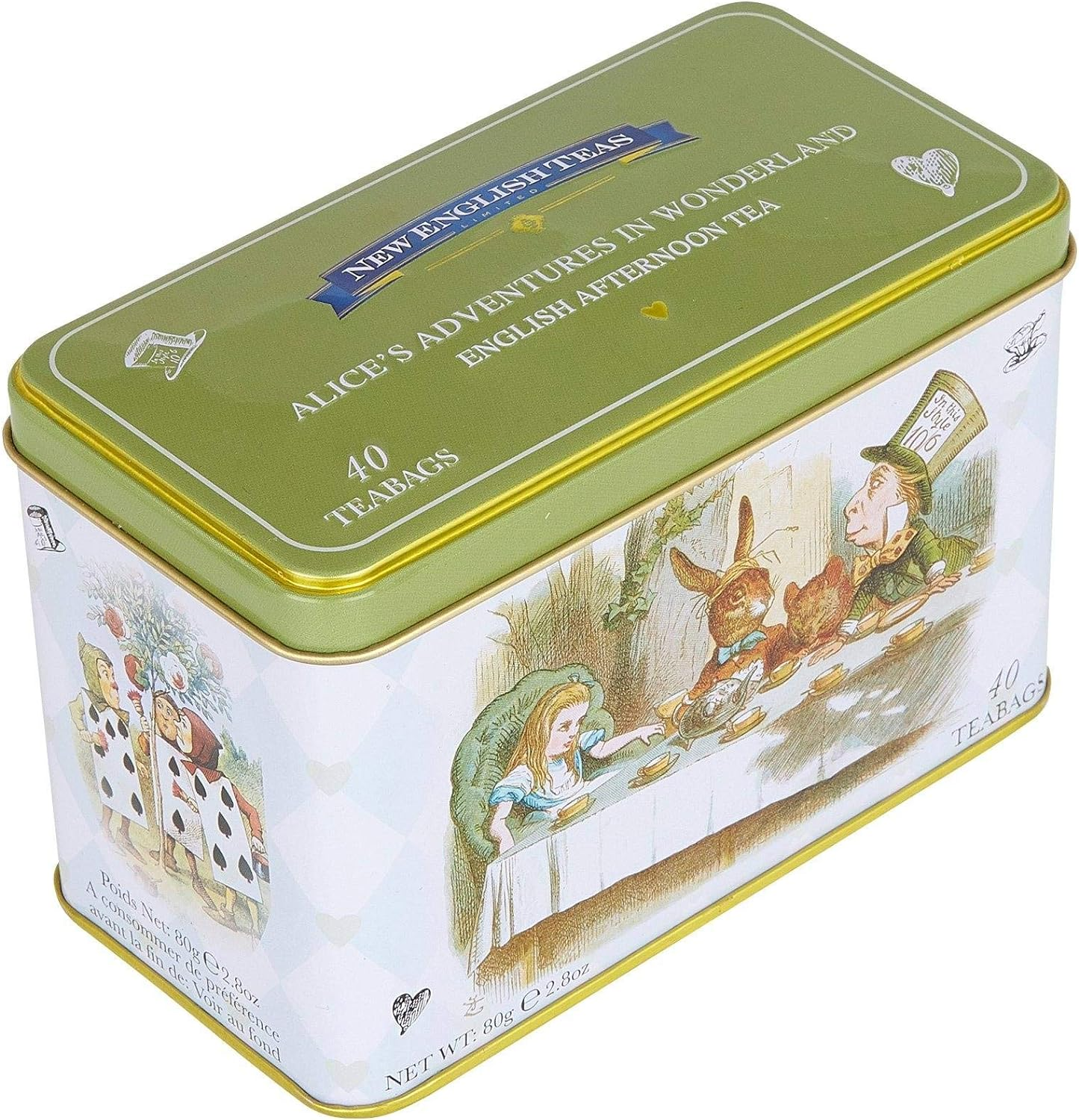 New English Teas Alice in Wonderland Tea Tin with 40 English Afternoon Teabags, Mad Hatter Tea Party image number 4