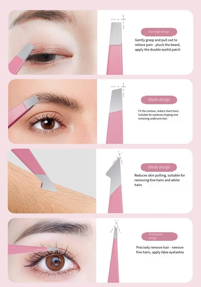 HIGHROCK 6Pcs Eyebrow Tweezers Set, Stainless Steel Slant and Pointed Tips, Small Scissors and Brush， Precision Hair Removal Tools image number 2