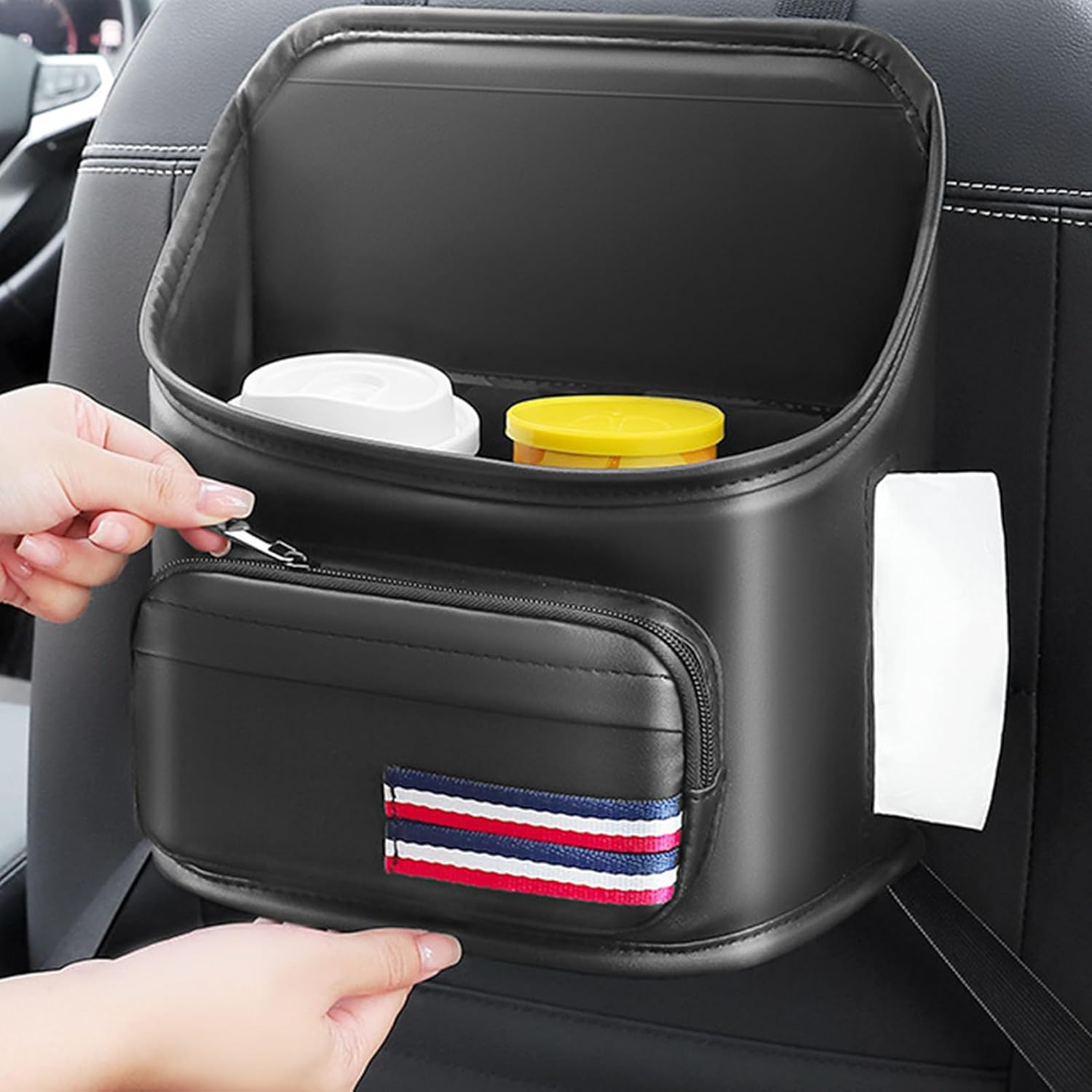 Car Seat Back Organizer | Multi Pocket Keys Case,Car Tissue Box | for Snacks Phones Tissues Cups Driver Passenger Men Women Truck Trailer image number 4
