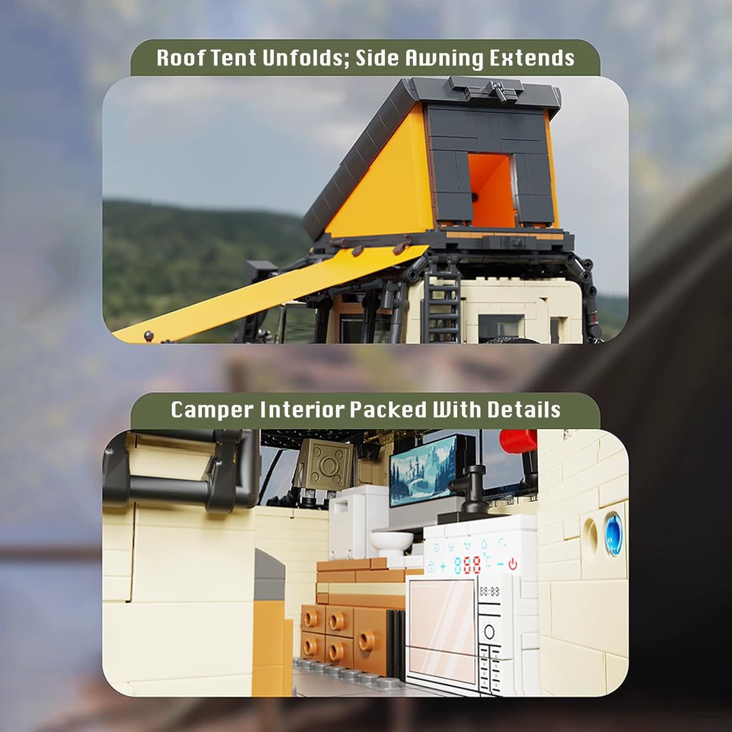 Land Rover Defender Building Block Set, 2766 PCS off Roader Camper Model Kit with Camping Tables, Chairs and Gear, Camping Car Building Toy for Kids 6+ and Adults, Compatible with image number 1