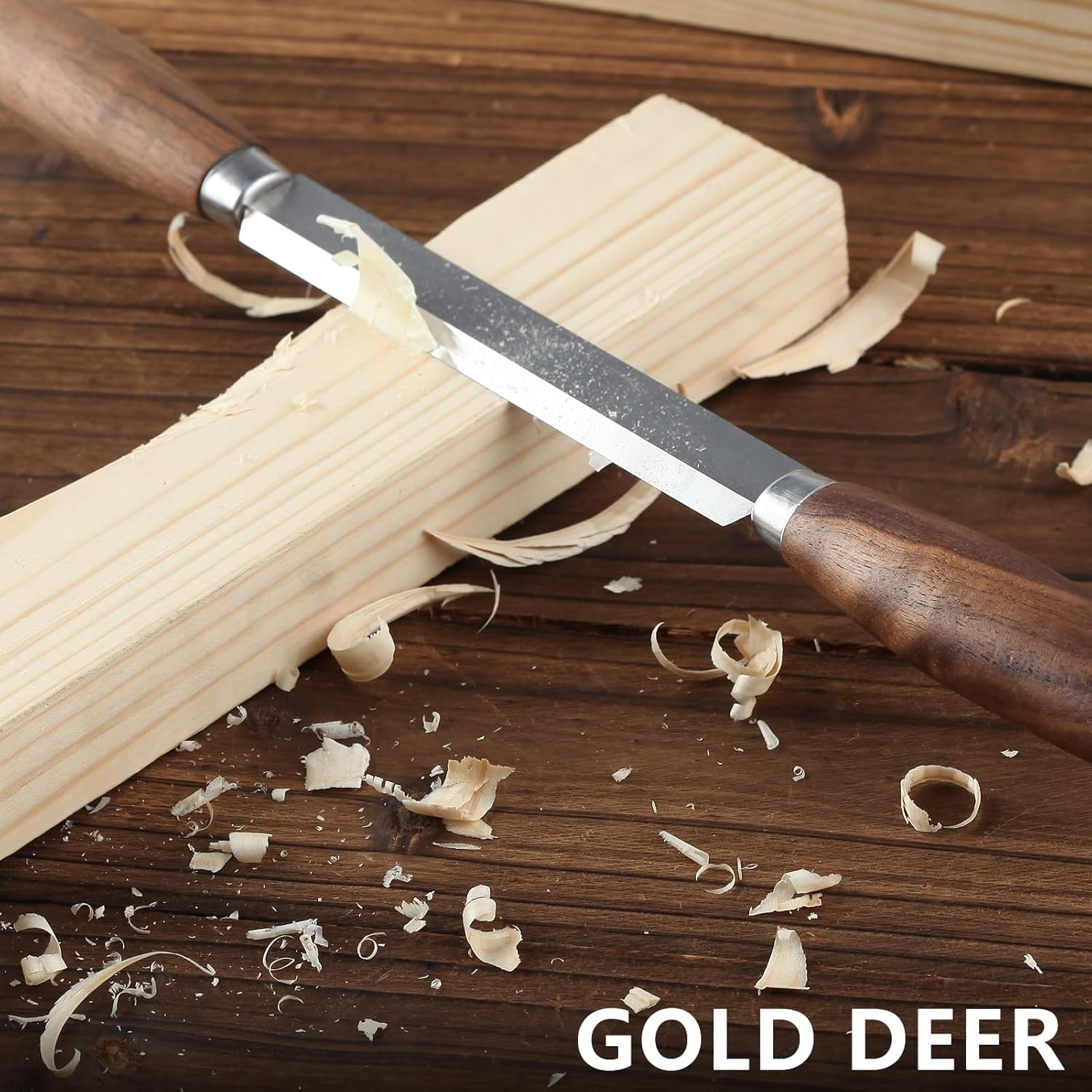 GOLD DEER Woodworking Tool 4.3" Drawknife SK5 Draw Knife with Leather Sheath Wood Carving Tools Wood Draw Knife Woodworking Whittling Tools Straight Shave Knife Woodworking Hand Tool image number 1