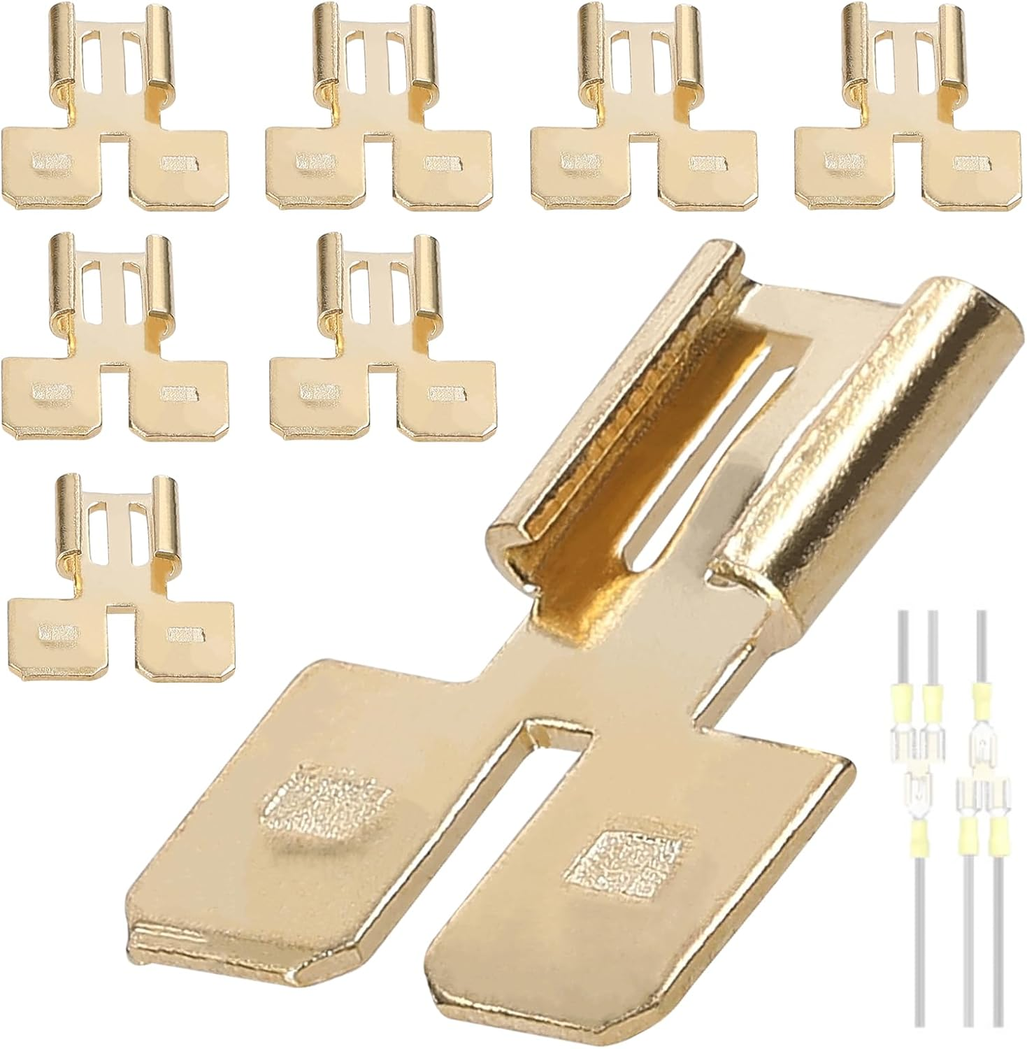 Spade Connectors Set Quick Disconnect Electrical Way Terminal Adapters Kit Brass Terminal Connector 8Pcs