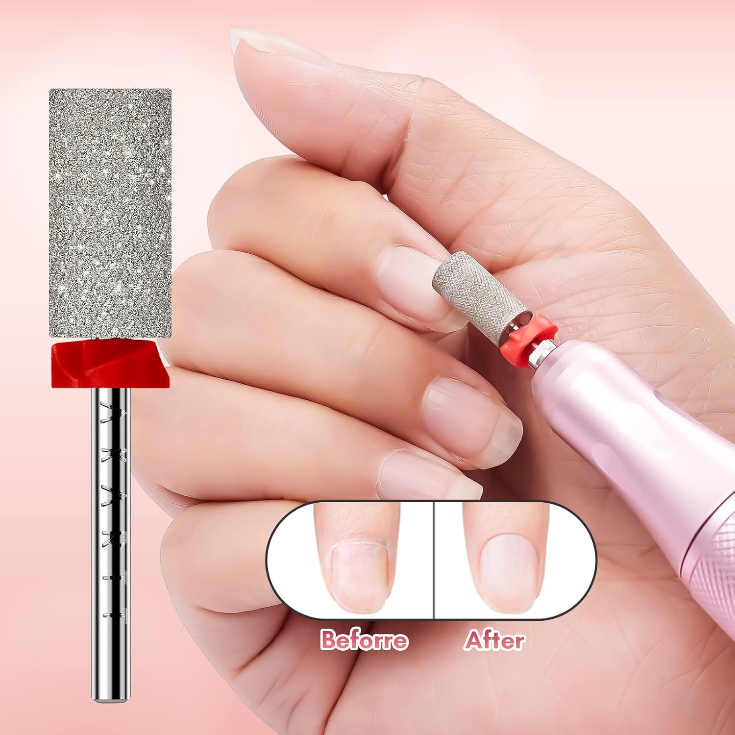 Makartt Nail Drill Bits, Large Barrel Carbide Diamond Sanding Buffer Bit for Nail Prep Cuticle Remove, Upgrade Nail Drill Tips with Cross Teeth and Dust-Proof Ring for Manicure Salon, F #320 Grit image number 4