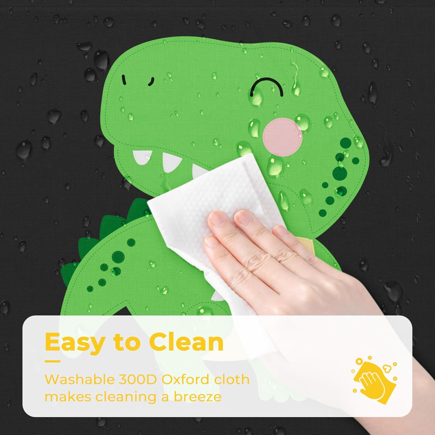 GRANNY SAYS Toy Chest with Wheels, 135L Extra Large Toy Storage Organiser, Metal Toybox Dinosaur, Toys Storage Box for Kids, Baby Toy Bin for Children Nursery Play Room Organizing Plush Toys, Black image number 5