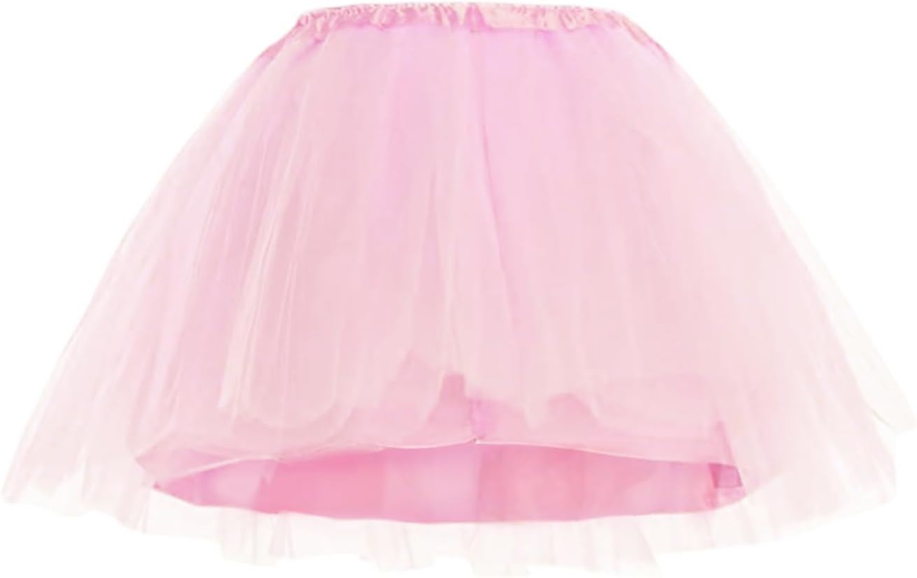 TRADERPLUS Women'S Vintage 1950S Tutu Elastic 3 Layered Tulle Tutu Skirt with Lining, Petticoat Ballet Bubble Dance Skirt Short Pettiskirts