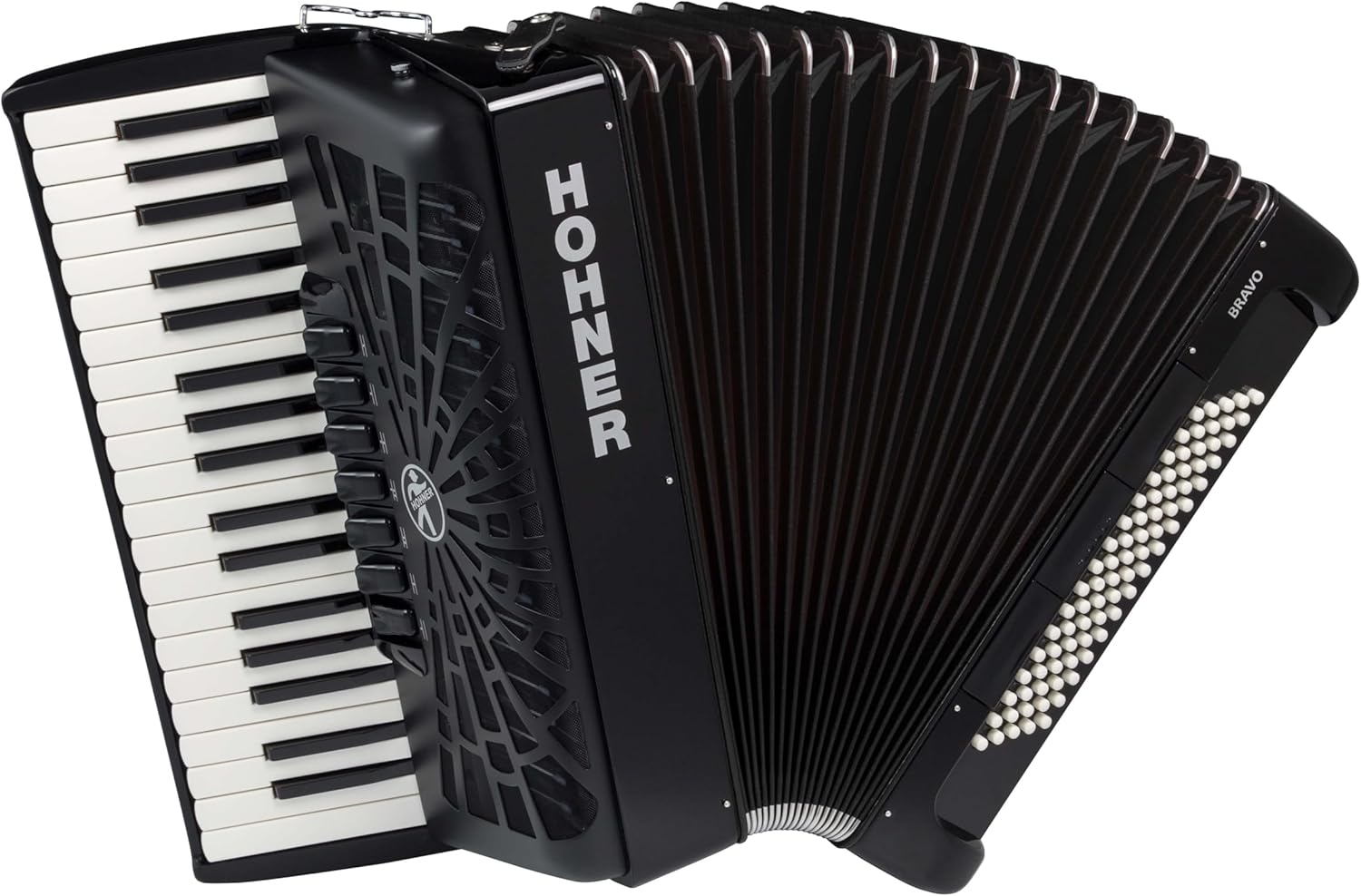 Hohner A16721S Bravo Line Facelift III -96 Bass Chromatic Piano Accordion with Gig Bag, Black image number 1