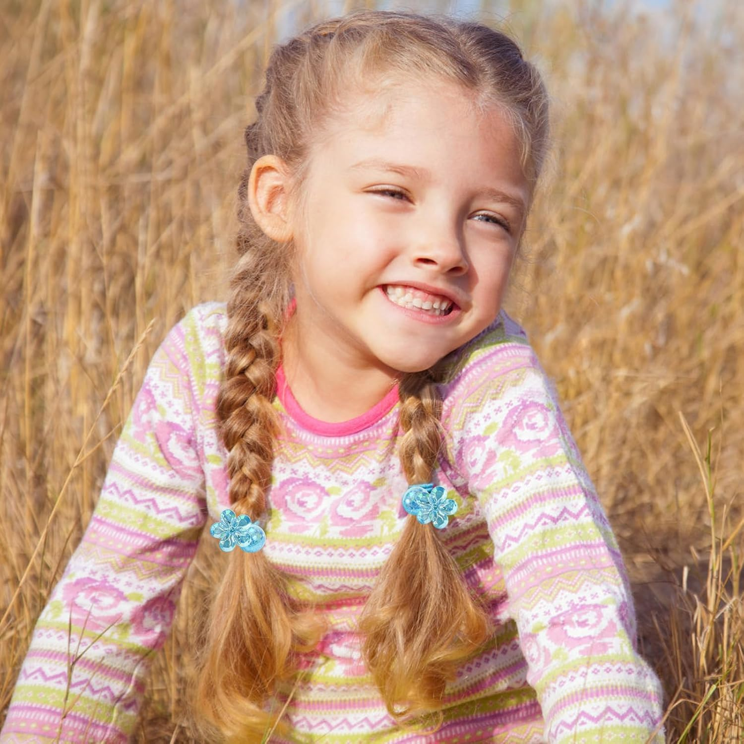 Yeomju Pack of 12 Ball Charm Hair Bobbles for Girls, Colourful Ball Petal Beads, Hair Bobbles with Balls, Shameless Ponytail Holder for Toddlers, Girls image number 6