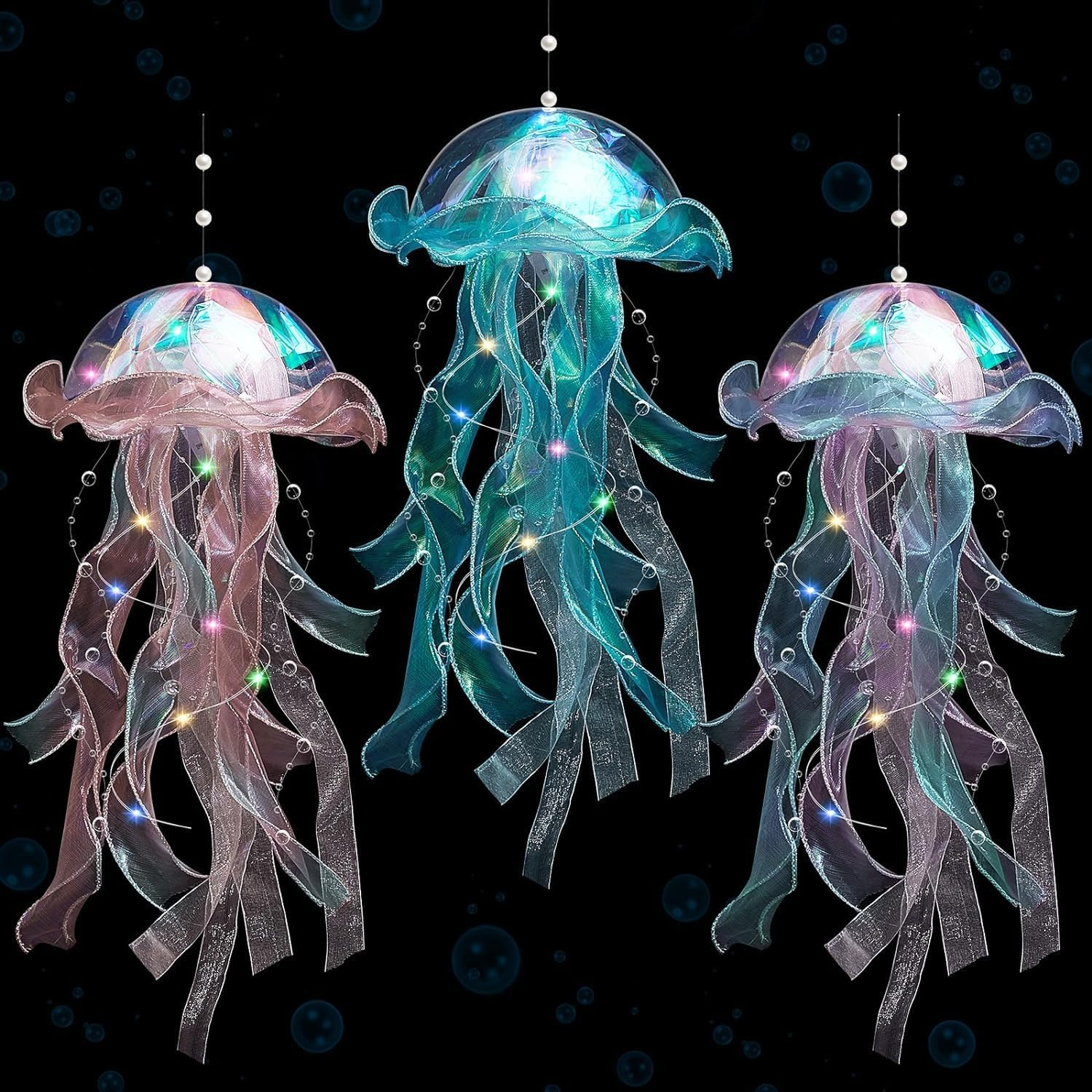 Jellyfish Hanging Decor，Jellyfish Lamp Hanging，Jellyfish Light，Hanging Jellyfish Decorations，Jellyfish Decor， Led Jellyfish Lantern for Ocean Theme Ceiling Bedroom Decor /1802