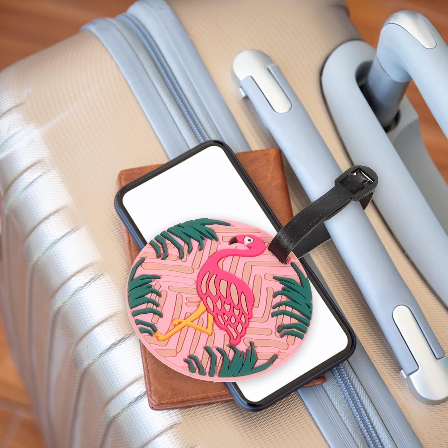 ANDRESLAD 10Pcs Cute Silicone Luggage Tags Travel Suitcase Identification Labels for Women and Boys and Girls with Pineapple Donut Ice Cream Cartoon Designs for Baggage Bag Identification image number 1