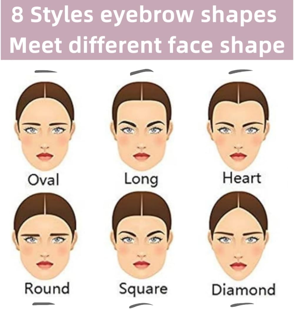 Eyebrow Stencil Kit, 8 Styles with Handle and Strap, Reusable Shaping Templates, Washable image number 1