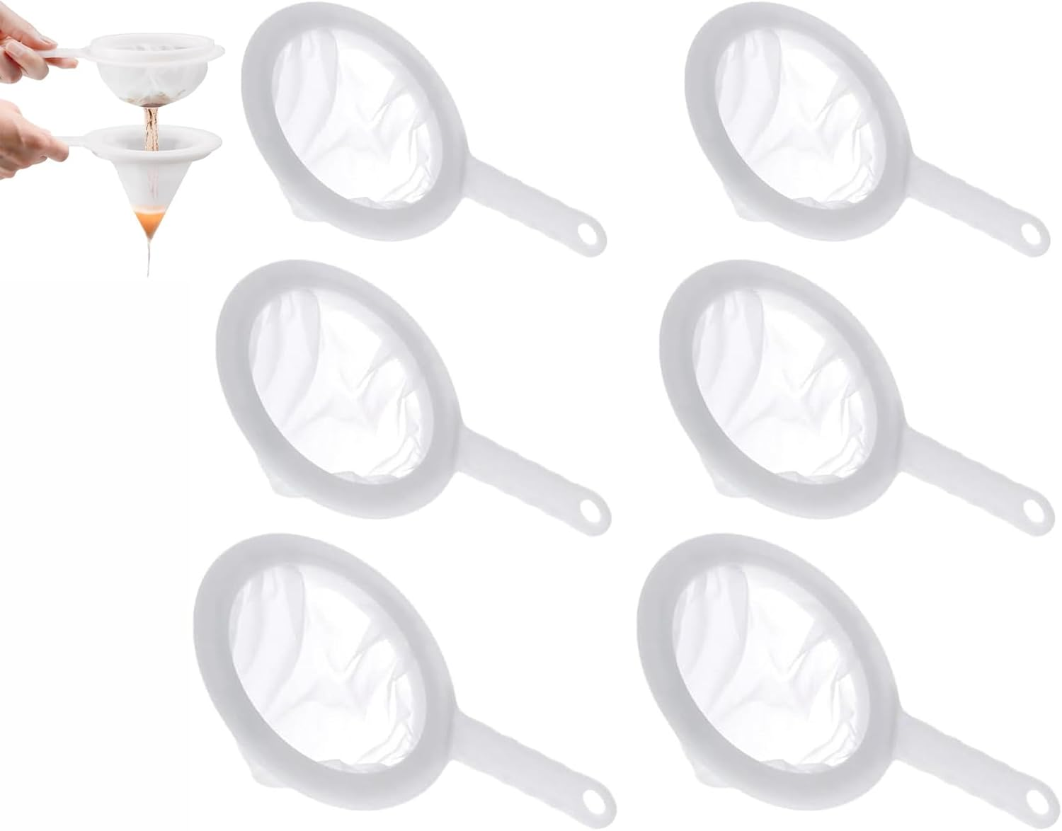 Mesh Baby Brine Shrimp Sieve, 100 Mesh 200 Mesh 400 Mesh Aquarium Sieves for Hatchery, Filter Brine Shrimp Hatchery Fry Brine Shrimp Eggs for Hatching Baby Fish Separator 6 Pack image number 3