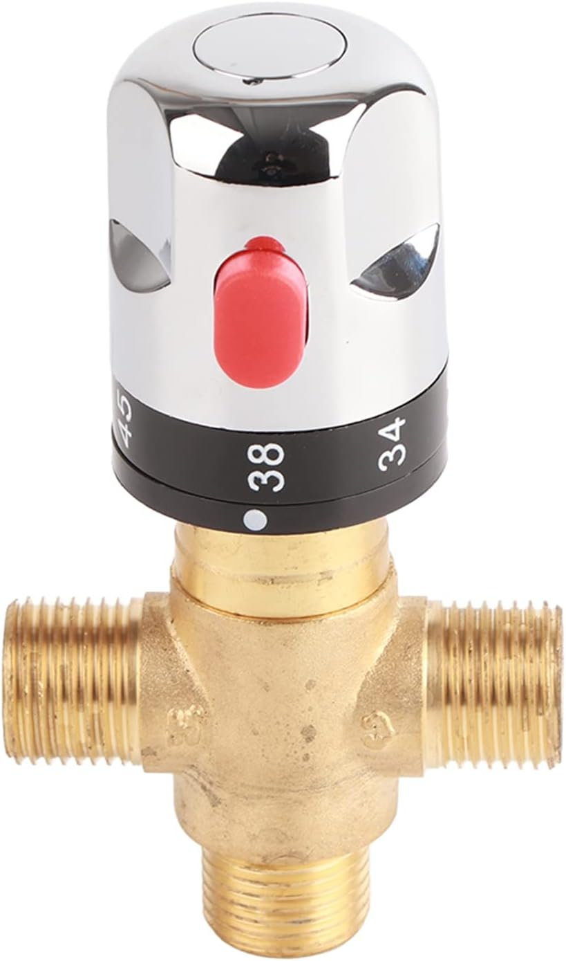 Gugxiom Thermostatic Mixing Valve, G1/2 Solid Brass, Temp Control, Three Way, Anti-Scald, Easy Install, Bathroom, Kitchen, Washroom image number 6