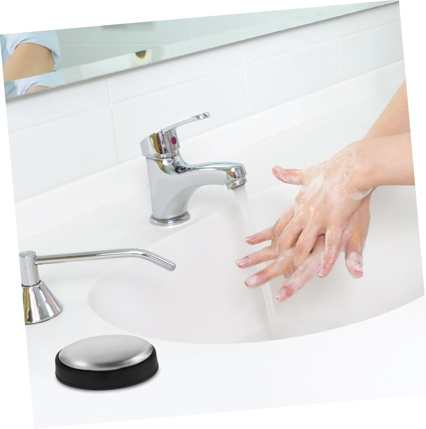 TINEASUR Odor Removing Stainless Steel Soap Bar with Base Large Oval Metal Soap for Cooking Smells Reusable and Portable for Home Kitchen Restaurant image number 1