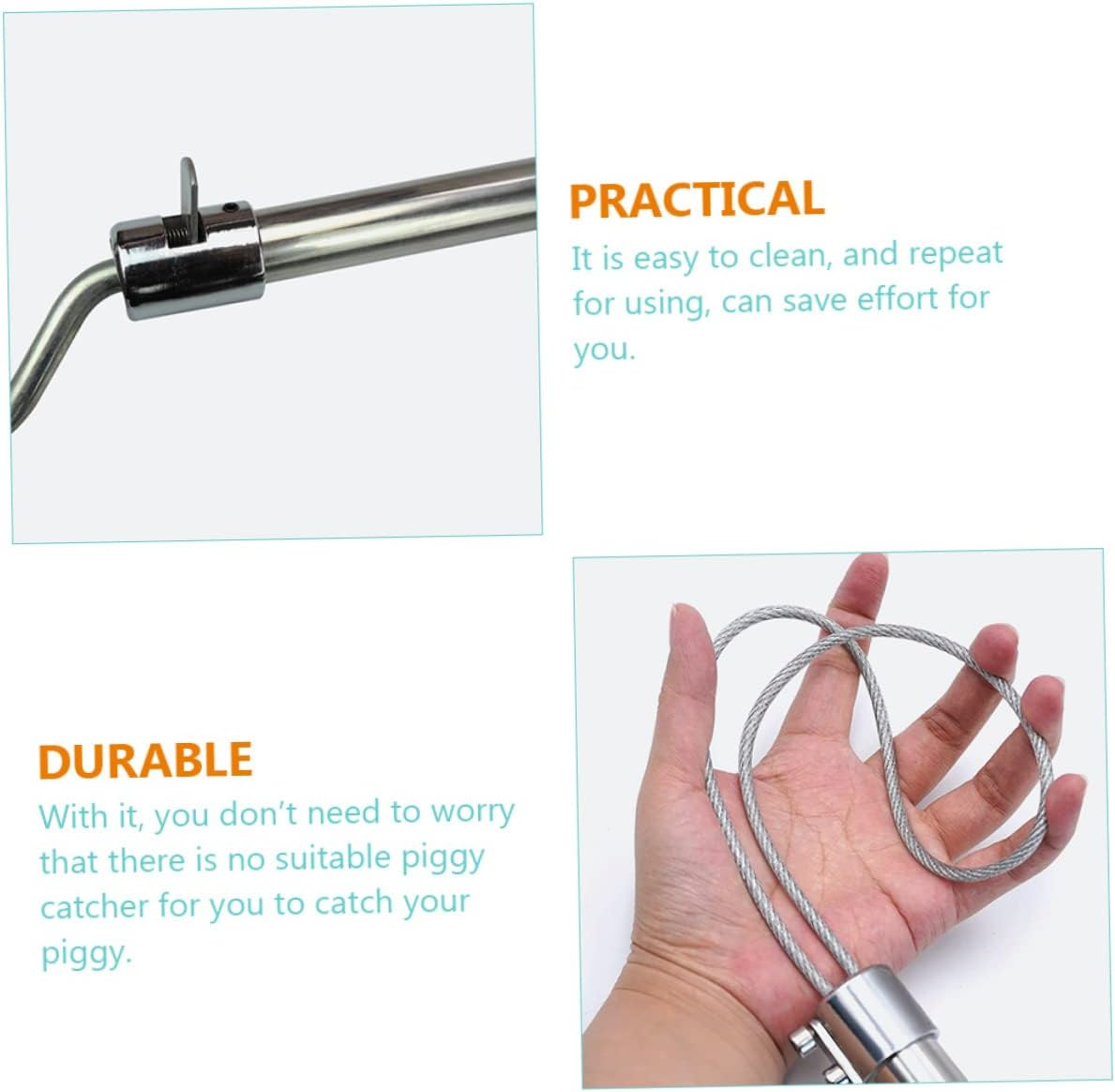 Portable Stainless Steel Pig Catch Pole Farm Supply with Reinforced Rope Lock Convenient Lightweight Livestock Handling Tool for Easy Animal image number 4