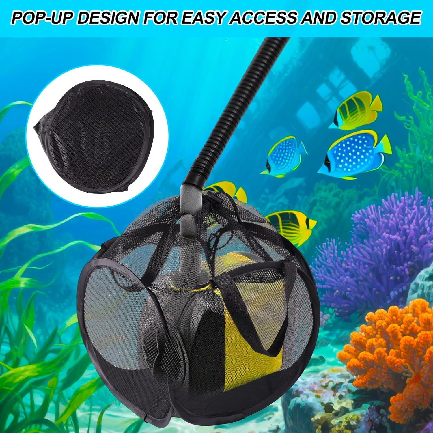 Pop up Pond Filter Bag, 9.8In Pump Barrier Box Anti-Clogging Sturdy Industrial Ultra-Fine Mesh Water Pump Cover for Outdoor Water Ponds Filters (Black) image number 1