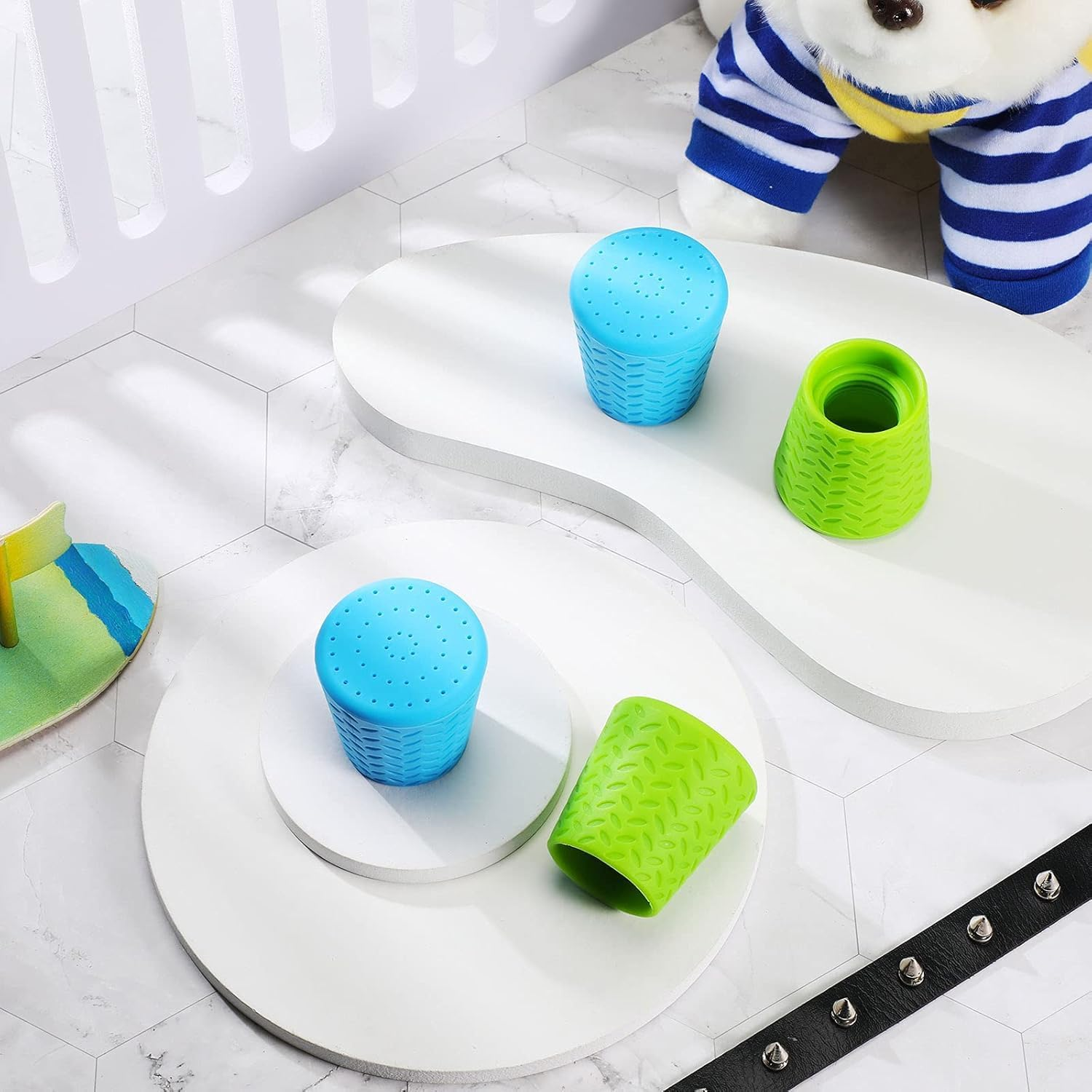 2 Pcs Portable Dog Shower Head and Outdoor Camp Shower Attachment - Blue Green Water Sprayer Bottle for Pet Supplies Beach Hiking Camping and Dirt Removing image number 2