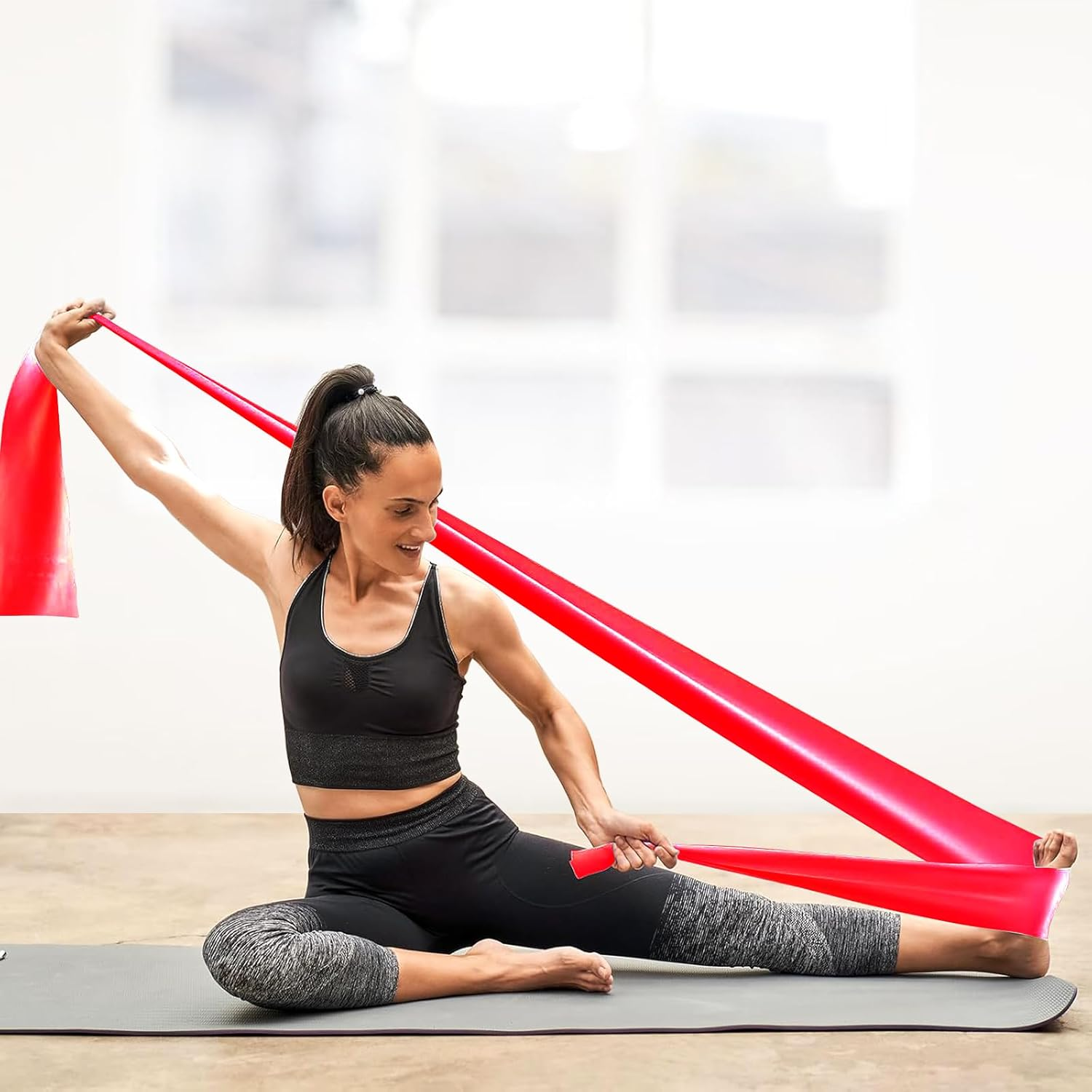 Resistance Bands Set, 5 Pcs Exercise Bands, Elastic Stretch Bands for Physical Therapy, Strength Training, Yoga, Pilates, At-Home or the Gym Workouts image number 4