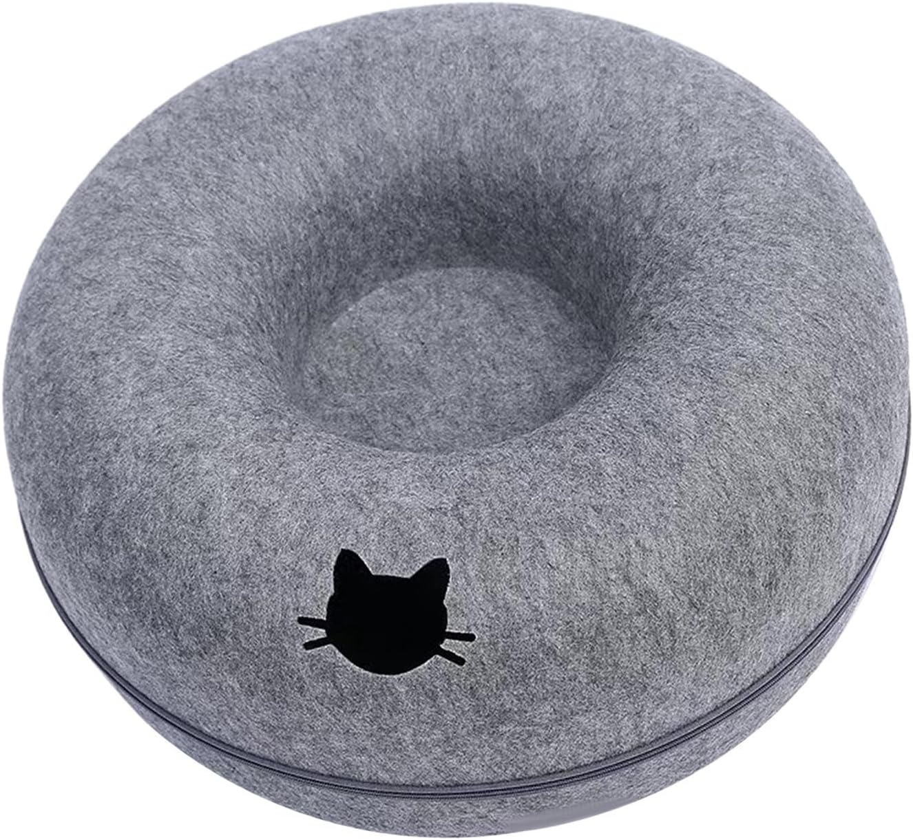 Dickly Cat Tunnel Bed Donut Cat Cave for Multiple Cats Washable Zipper Detachable Universal for All Seasons for Indoor Cats Cat Cave Donut Bed, Dark Blue 50Cm
