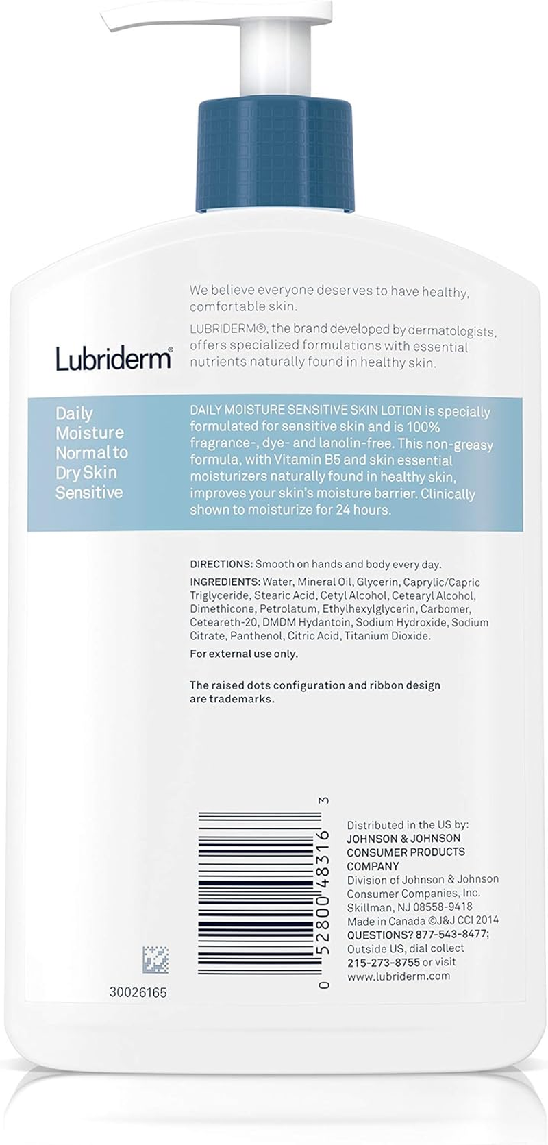 Lubriderm Daily Moisture Lotion Normal to Dry Skin Sensitive Unisex, 16 Ounce image number 6