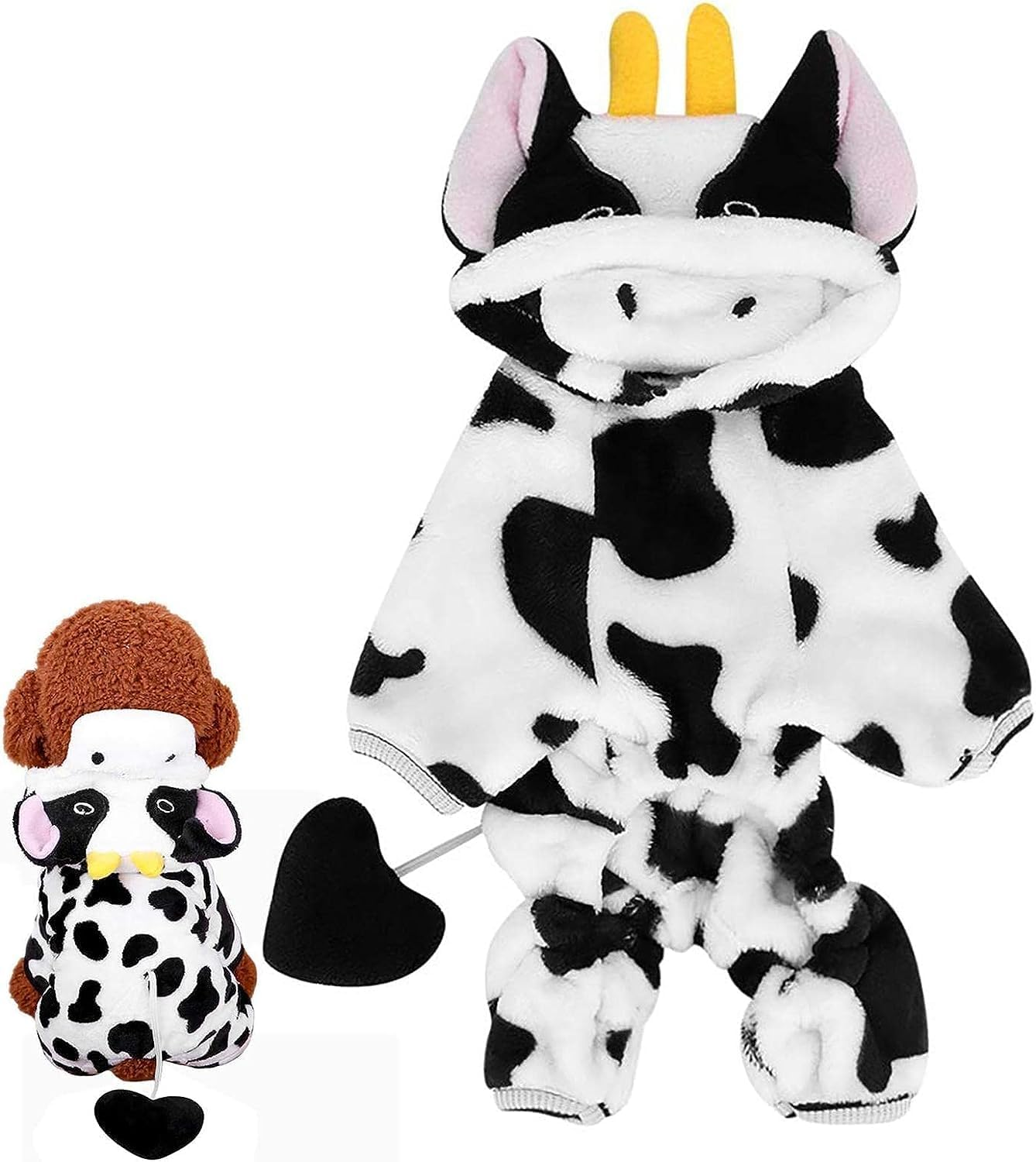 Cow Dog Costume | Cows Pet Dog Clothes for Small Breeds Dogs,Christmas Winter Warm Fleece Pet Hoodie for Small Medium Dogs Puppies image number 6