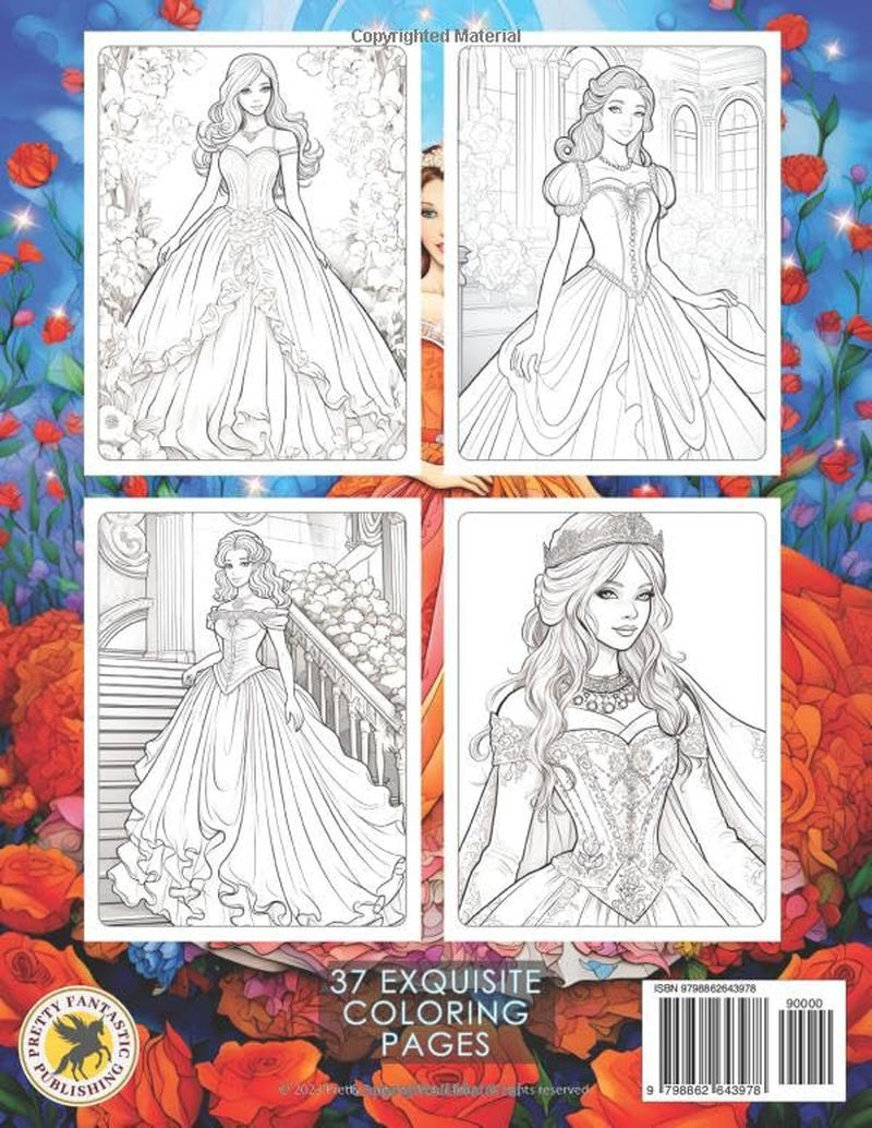 Beautiful Princess Dress Coloring Book: Majestic Ball Gowns, Cute A-Line Dresses, Elegant Evening Attire & Gorgeous Wedding Gowns image number 1