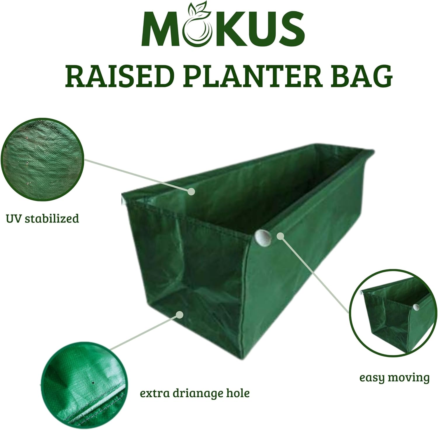 MOKUS Raised Planter Bag Large, Heavy Duty Planter Bag, Rectangle Plant Grow Bag, Suitable for Indoor and Outdoor Growing image number 1