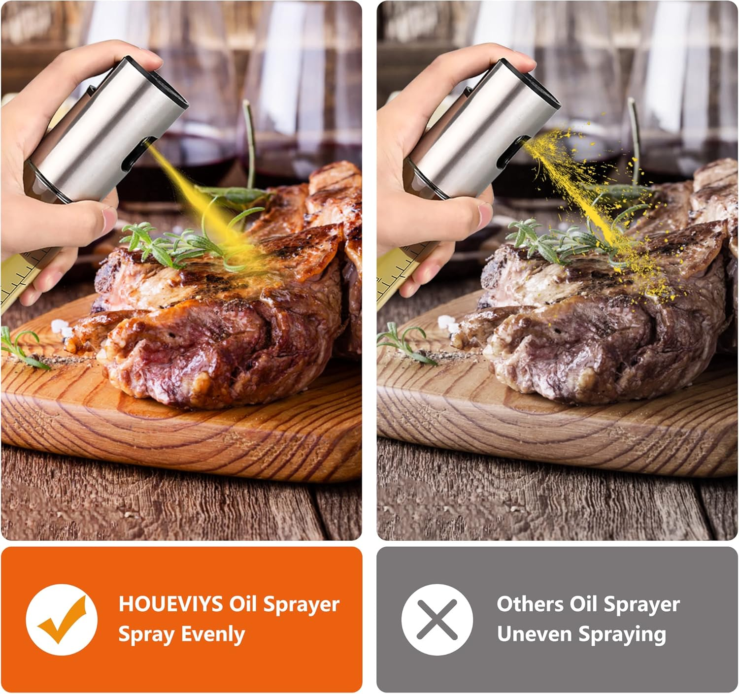 2 Pack Stainless Steel Oil Sprayer Mister for Cooking, Salad, BBQ, Roasting, 200Ml image number 2