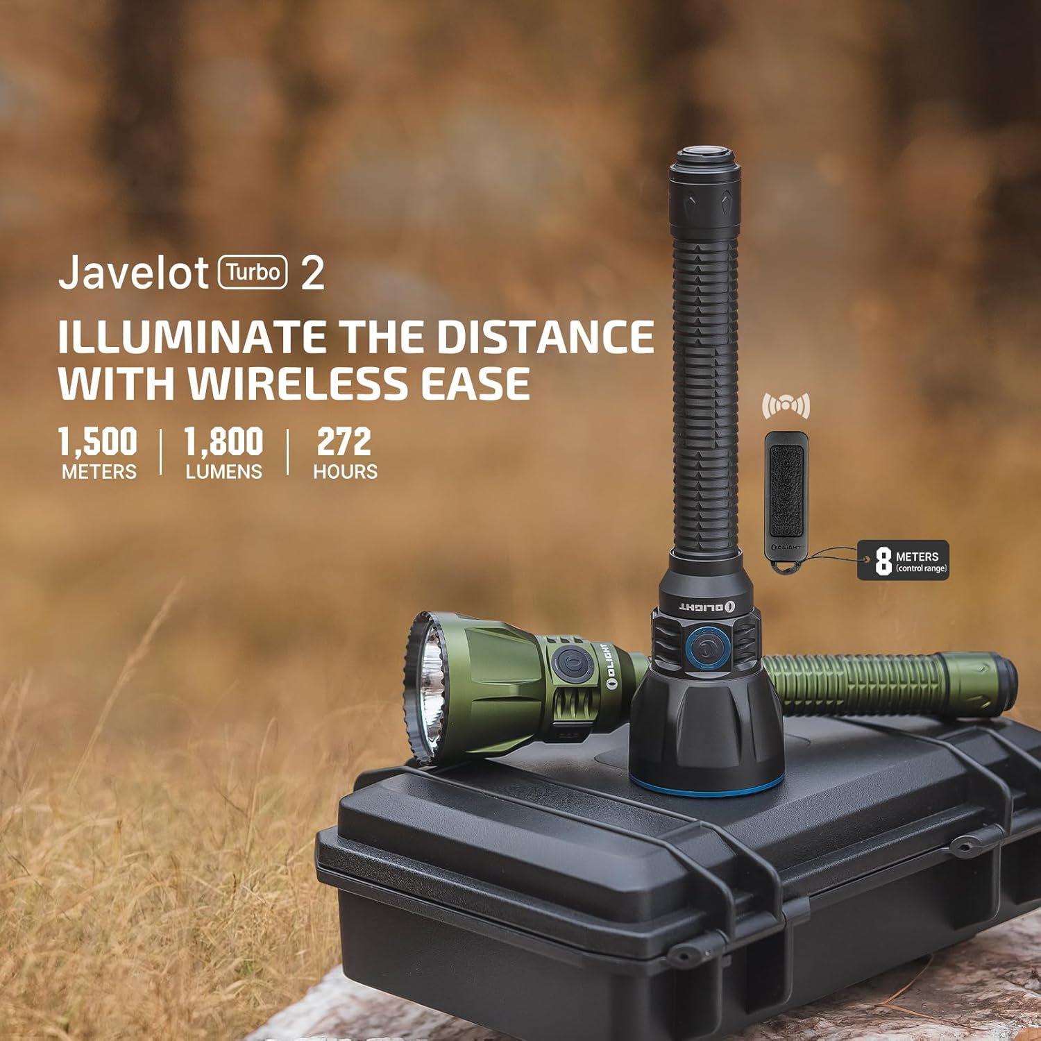OLIGHT Javelot Turbo 2 1800 Lumen Powerful Rechargeable Tactical Flashlight with Dual-Switch LED Hunting Light for Search&Rescue (OD Green) - Black image number 2
