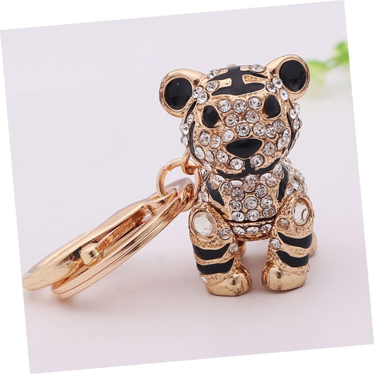 3Pcs Tiger Rhinestone Keychain Alloy Holder Purse Bag Pendant Car Decoration Accessories Cute Keychain image number 5