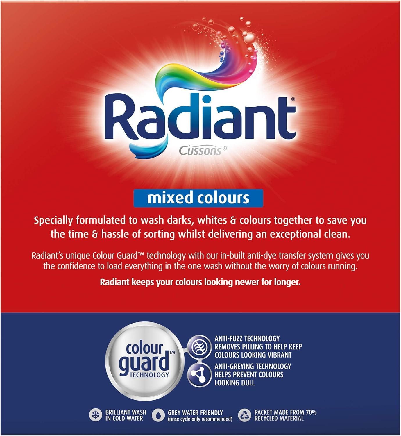 RADIANT LAUNDRY POWDER ALL in ONE MIXED COLOURS FRONT and TOP LOADER 7Kg image number 3