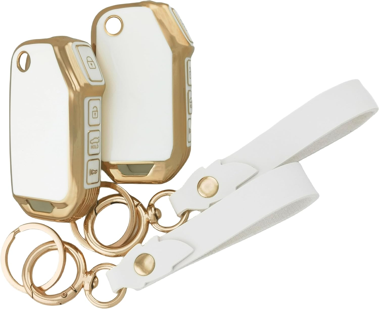 RUNZUIE 2Pcs 4 Buttons TPU Key Fob Cover for 2019-2023 2024 Kia K5 Forte Seltos Soul Sportage Sorento Cerato (Folding Flip) image number 1