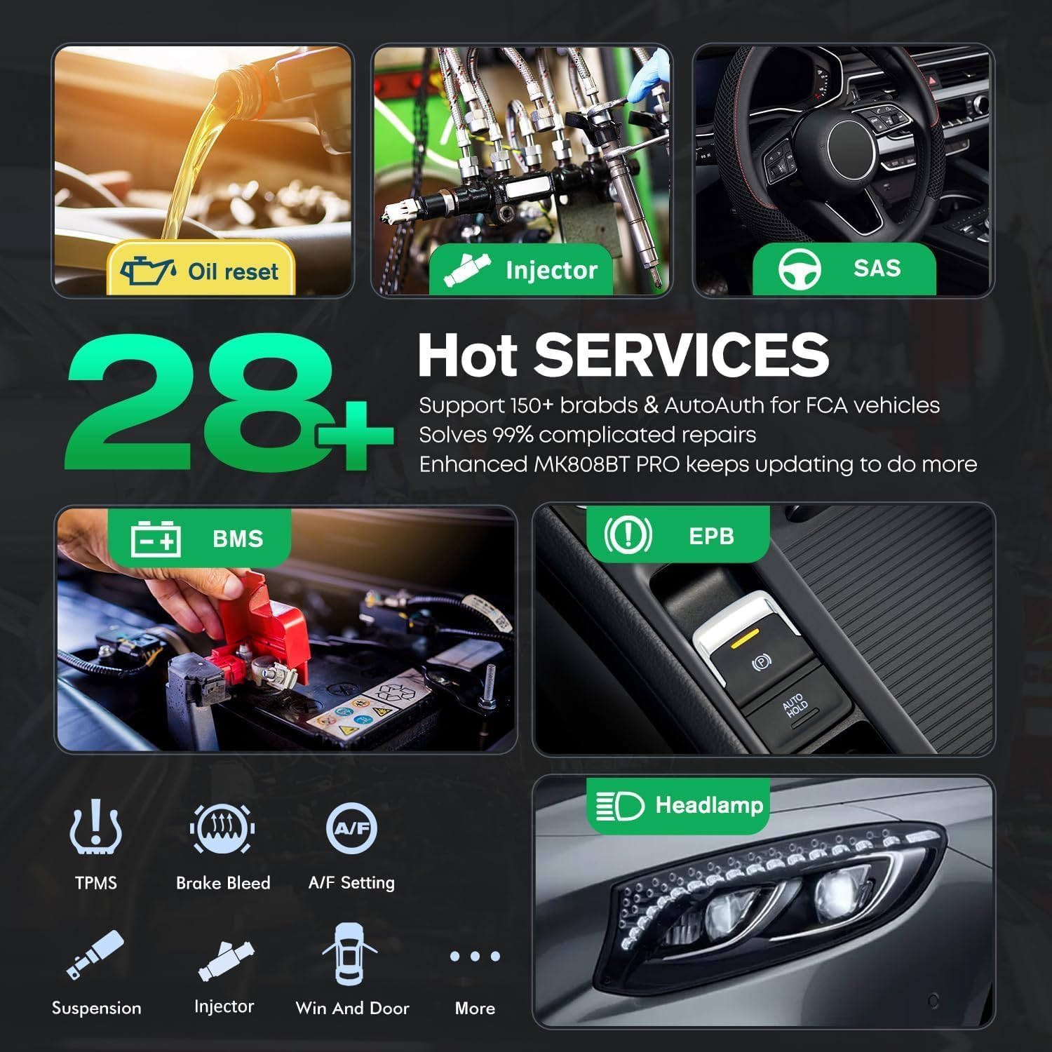 Autel Maxicom MK808BT PRO W/ $99 MV108S, 2025 OS 11 Full Bidirectional Scan Tool, 28+ Services, Active Test, All System Diagnostic Scanner, Work W/ BT506 Battery Tester, up of MK808S, MX808S, MK808Z image number 6