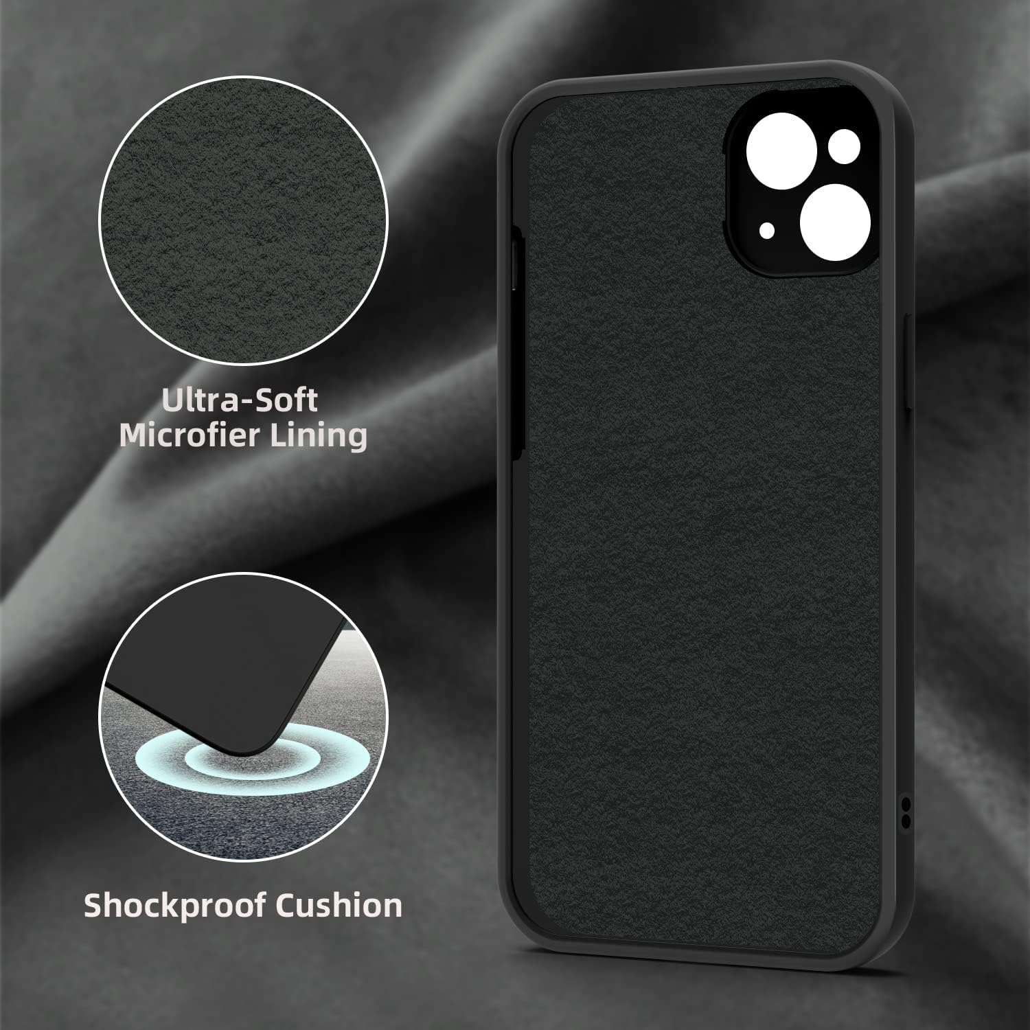 Elestbela Iphone 13 Case, Slim Silicone Case with Microfibre, Scratch-Resistant All-Round Protective Case for Iphone 13 6.1 Inch Matte Black - Braun image number 6