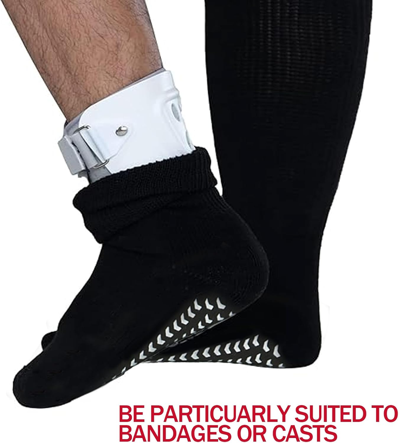 Non Slip Socks for Diabetic Foot, Extra Wide Socks for Lymphedema, over the Calf Neuropathy Socks, 2 Pairs Soft Fabric, Knee High, Loose Fit for Swollen Feet, Weidllys image number 3