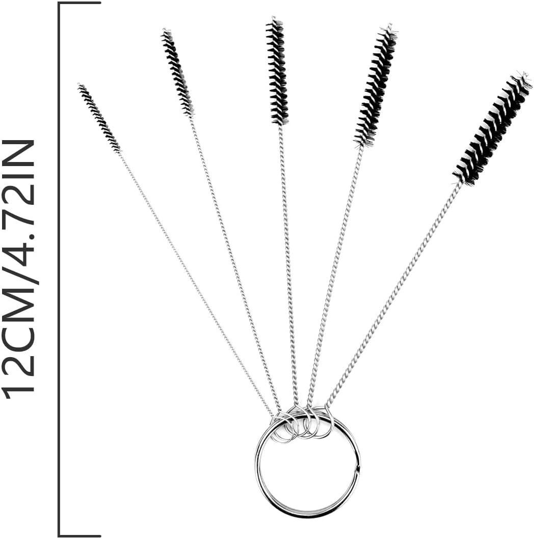 EKIND Black Drinking Straw Cleaning Brush Set, Nylon Pipe Tube Cleaner, Stainless Steel Handle, 5 Type Size for Multiple Diameter Straws image number 4