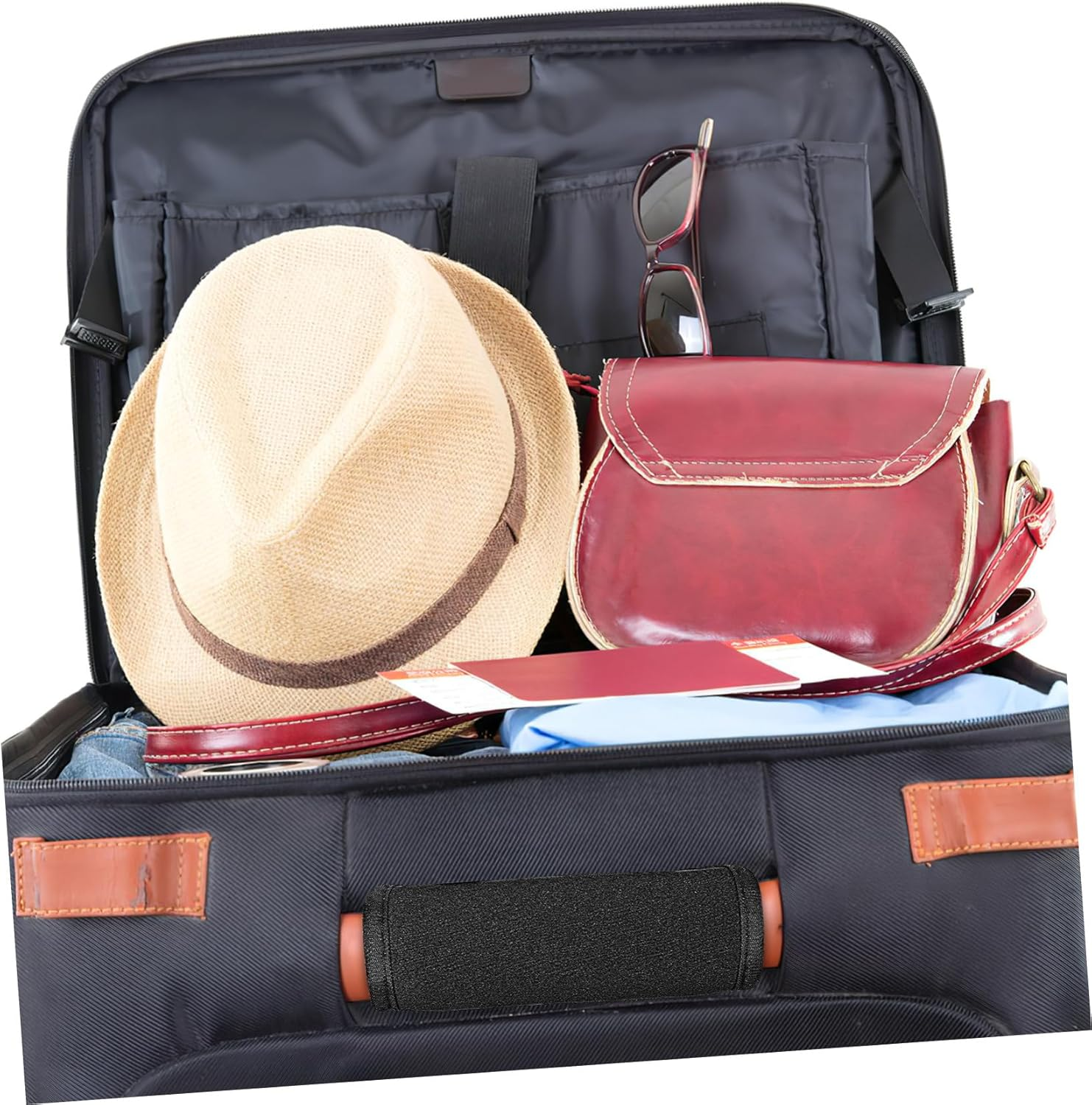 Gatuida Luggage Handle Wrap Sleeve Neoprene Trolley Handle Grip Cover Black Travel Suitcase Accessory for Carrying and Protection image number 6