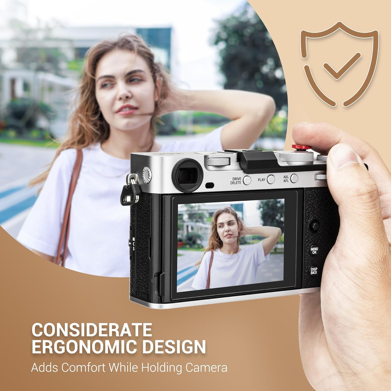 Thumb up Grip with Shutter Button for Fuji Fujifilm X-E5 XE5 Mirrorless Camera, Aluminum Alloy X-E5 Thumb Grip with Hot Shoe Cover Protector Thumb Rest Support Holder Not Affect the Use of Dial-Silver image number 6